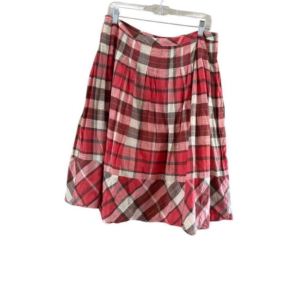 Robert Talbott Talbott size 10, red and white/gray pleated skirt Size 32" / US 10 / IT 46 - 8 Thumbnail
