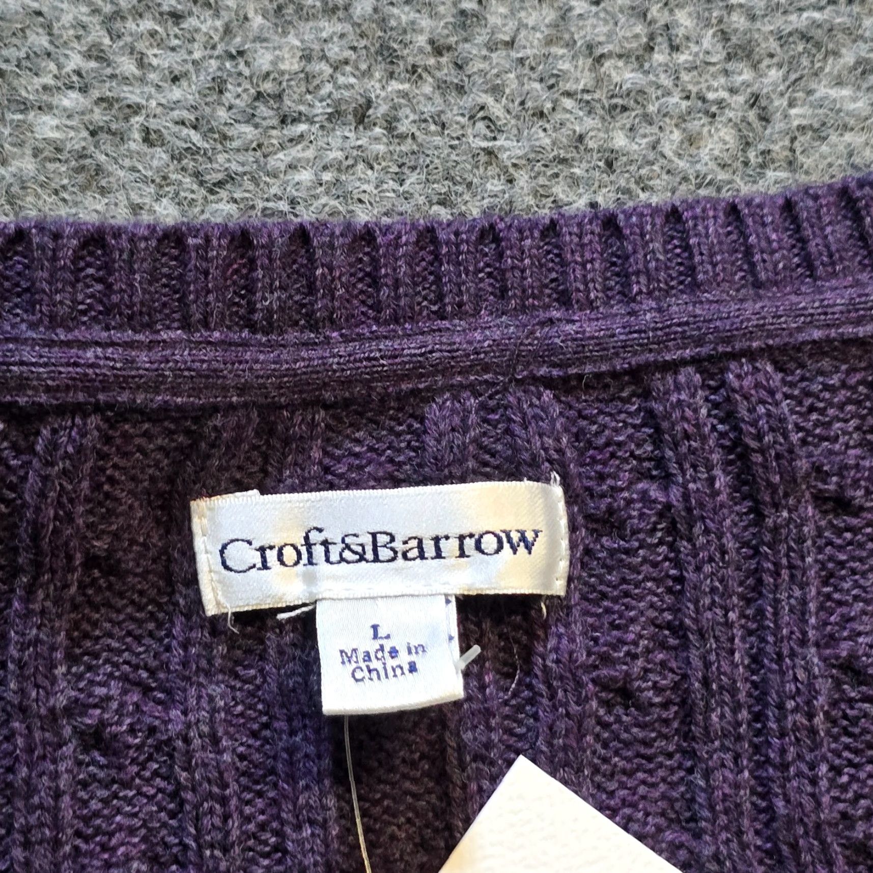 Croft & Barrow Croft Barrow Sweater Womens Size L Purple Cable-Knit Cotton Pullover Casual Winter Classic Womens (Regular) Size L / US 10 / IT 46 - 3 Thumbnail