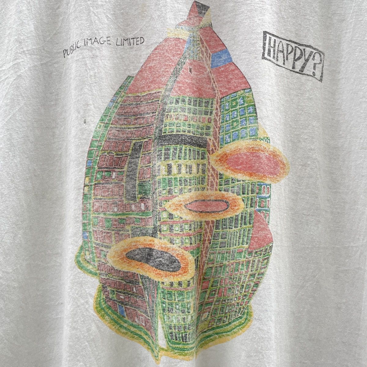 Band Tees Vintage PIL Public Image Ltd. Happy? T-Shirt Size US XL / EU 56 / 4 - 13 Thumbnail