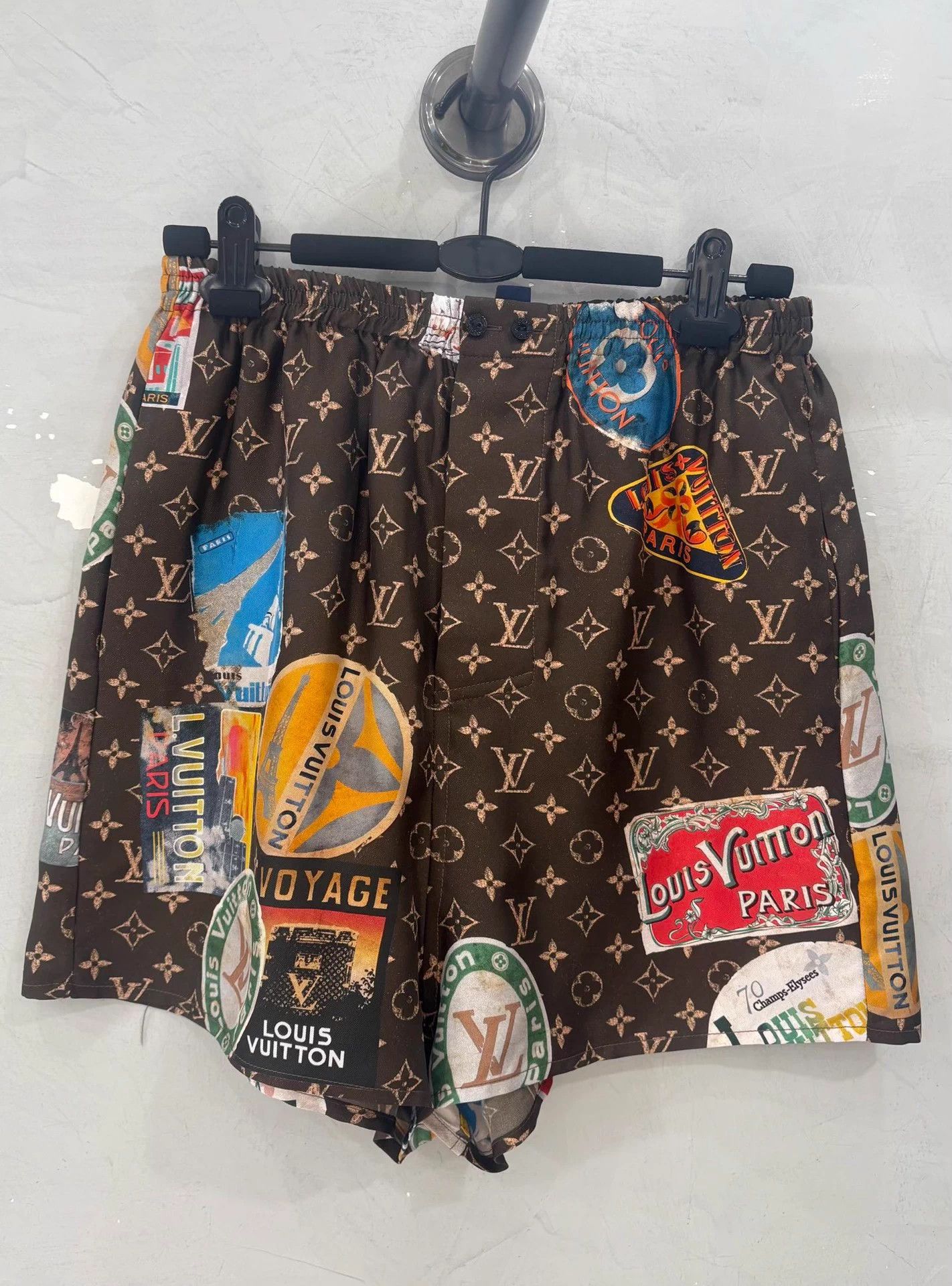Louis Vuitton LV 24 Mulberry Silk Monogram Print Short Vintage 34 Size 25" / US 0 / IT 36 - 1 Thumbnail