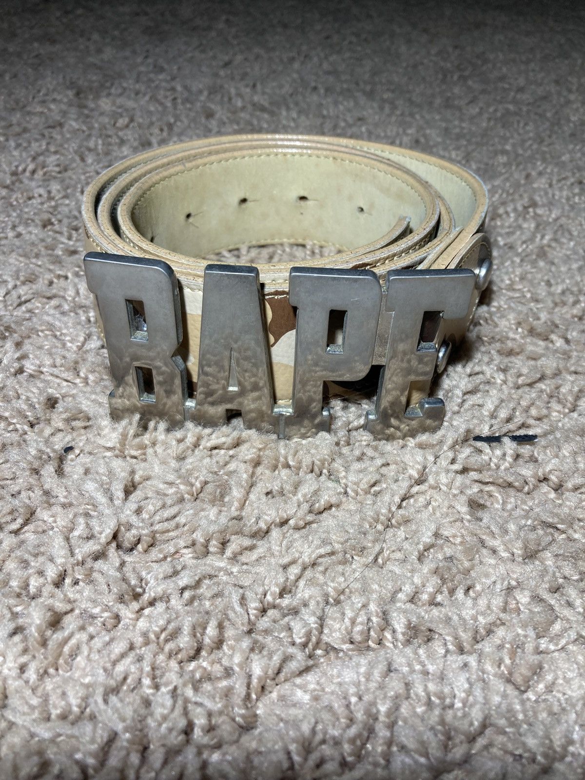 Vintage 2002 Bape Brown Camo Buckle Belt Logo OG 90s Nigo