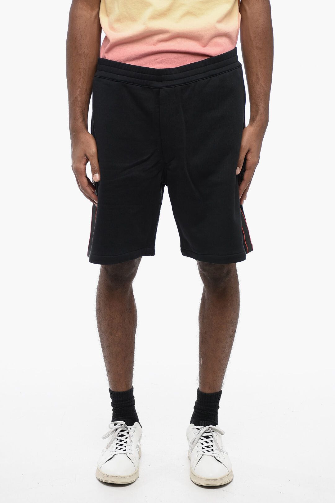 Brushed Cotton Shorts with Logo Side Stripes