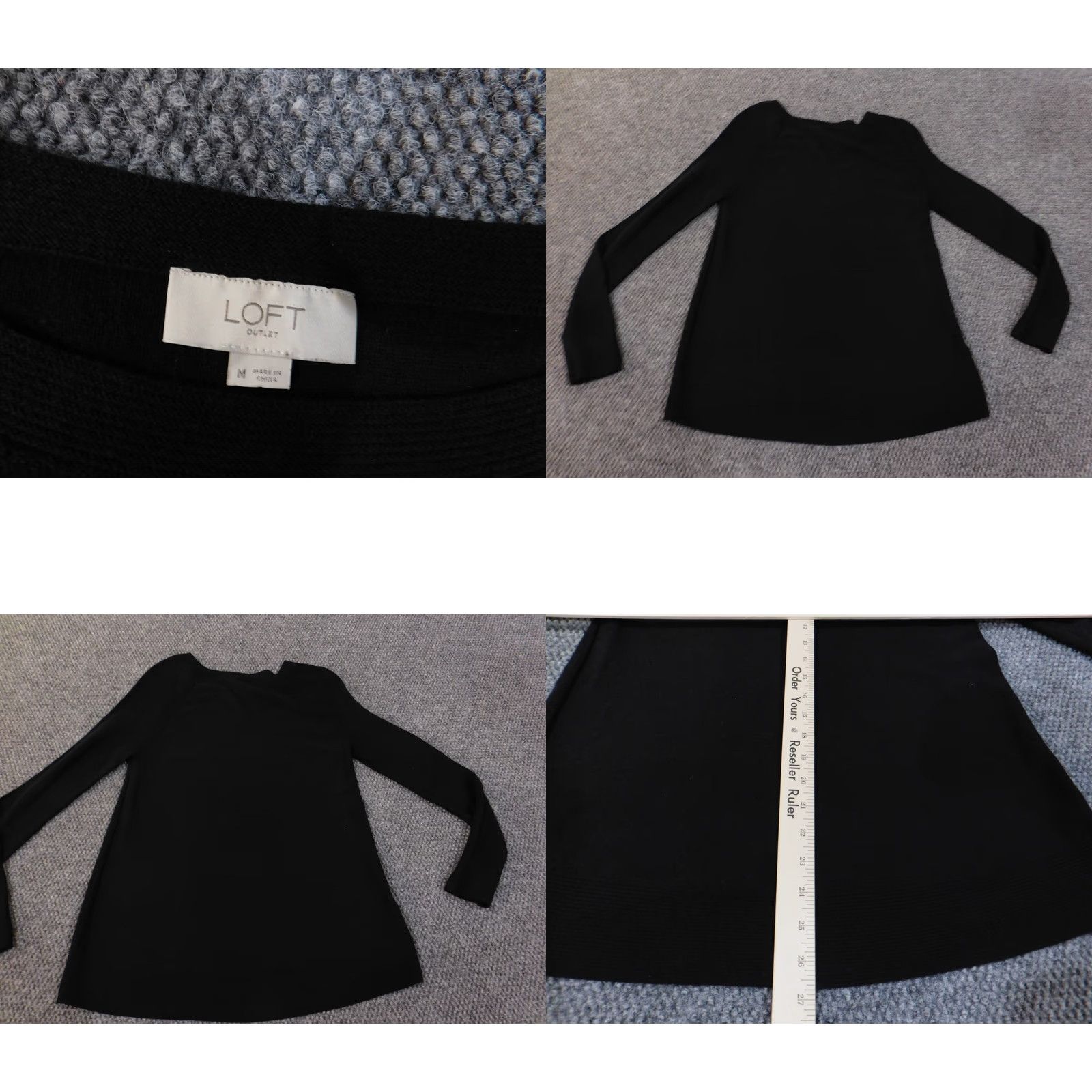 Loft LOFT Sweater Pullover Women Medium Black Knit Cotton Rayon Crew Neck Long Sleeve Knit Pattern Regular Size M Size M / US 6-8 / IT 42-44 - 9 Thumbnail