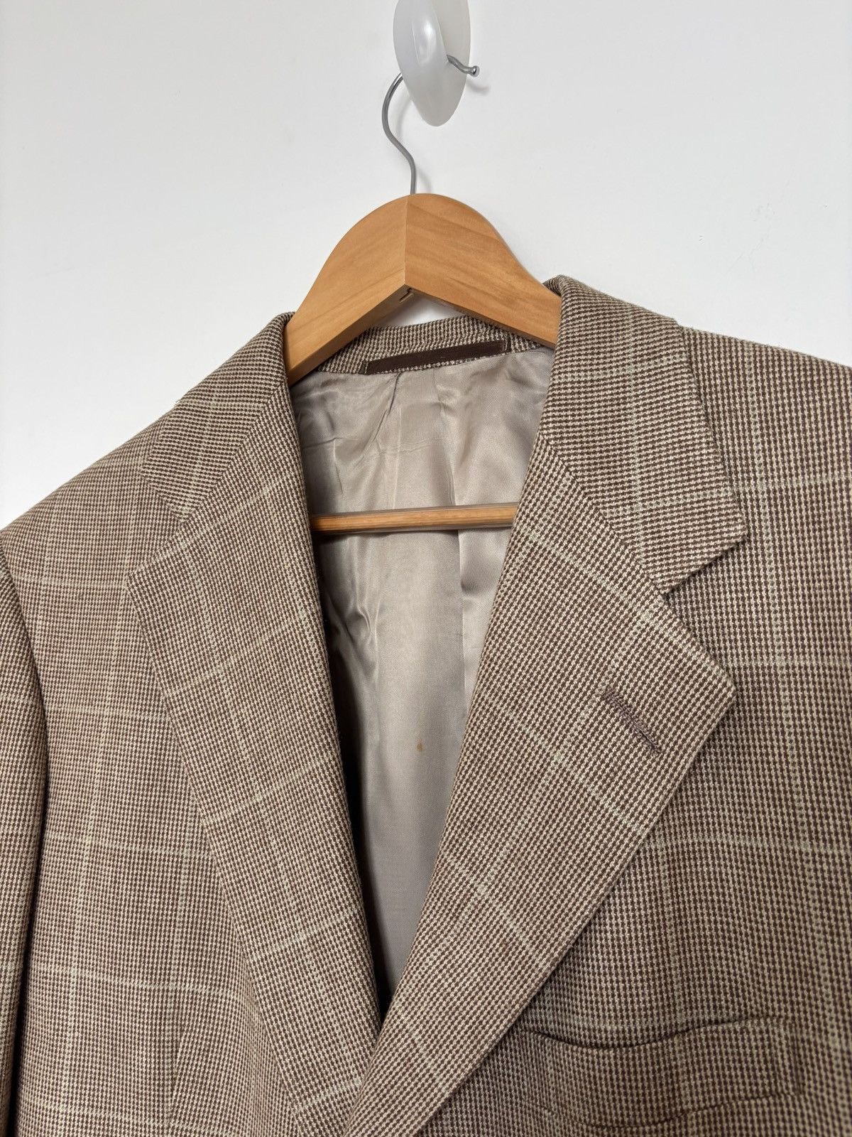 Ralph Lauren Vintage Ralph Lauren Tan Glen Plaid Wool Blazer Made USA 42R Size 42R - 4 Thumbnail