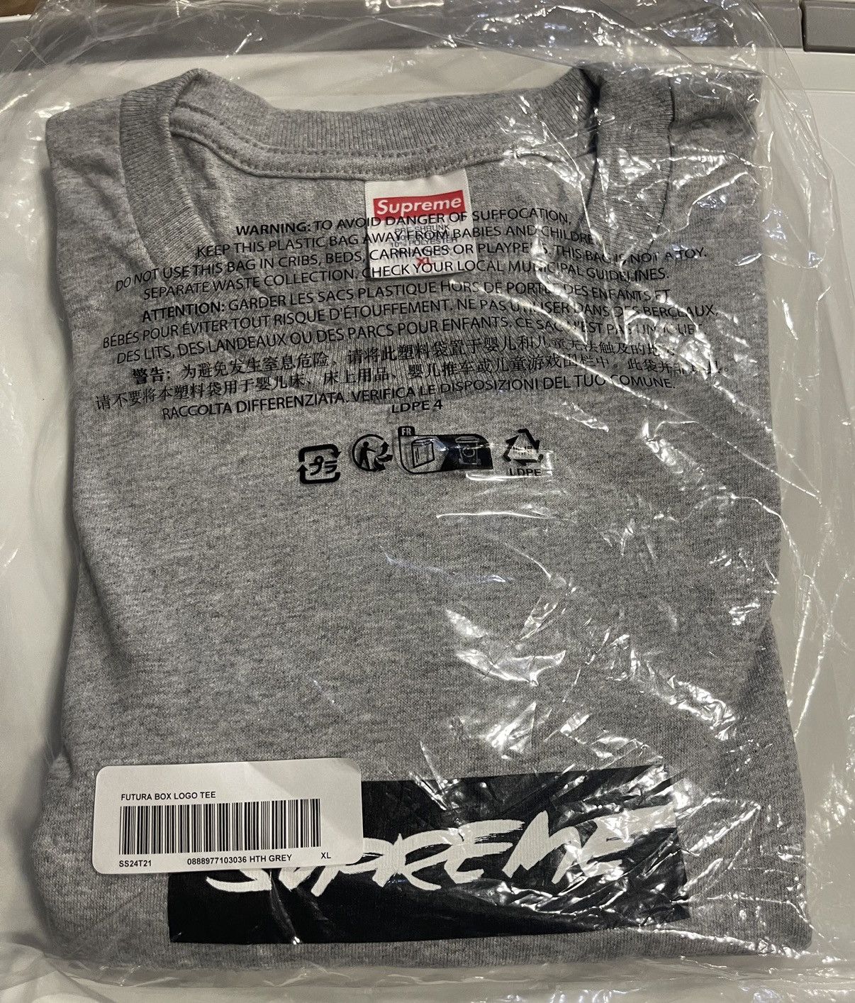 image of Supreme Futura Box Logo T-Shirt Size XL Heather Grey Ss24, Men's