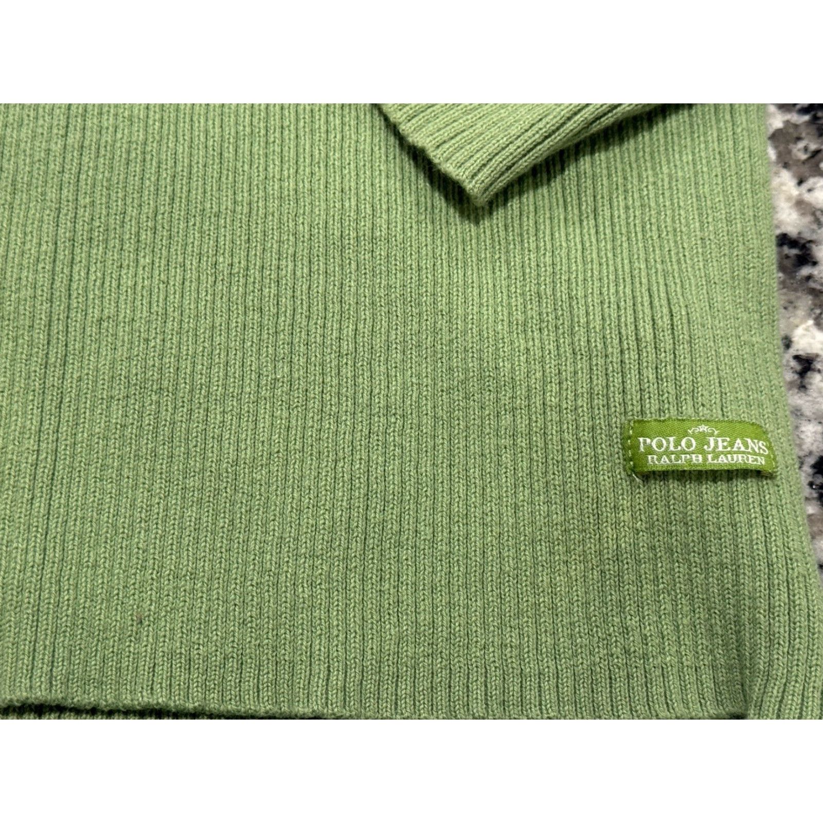 Ralph Lauren VINTAGE Ralph Lauren Ribbed Quarter Zip Knit Sweater Moc Neck Green XL Women 90s Pullover 1/4 Zip Size XL / US 12-14 / IT 48-50 - 5 Thumbnail