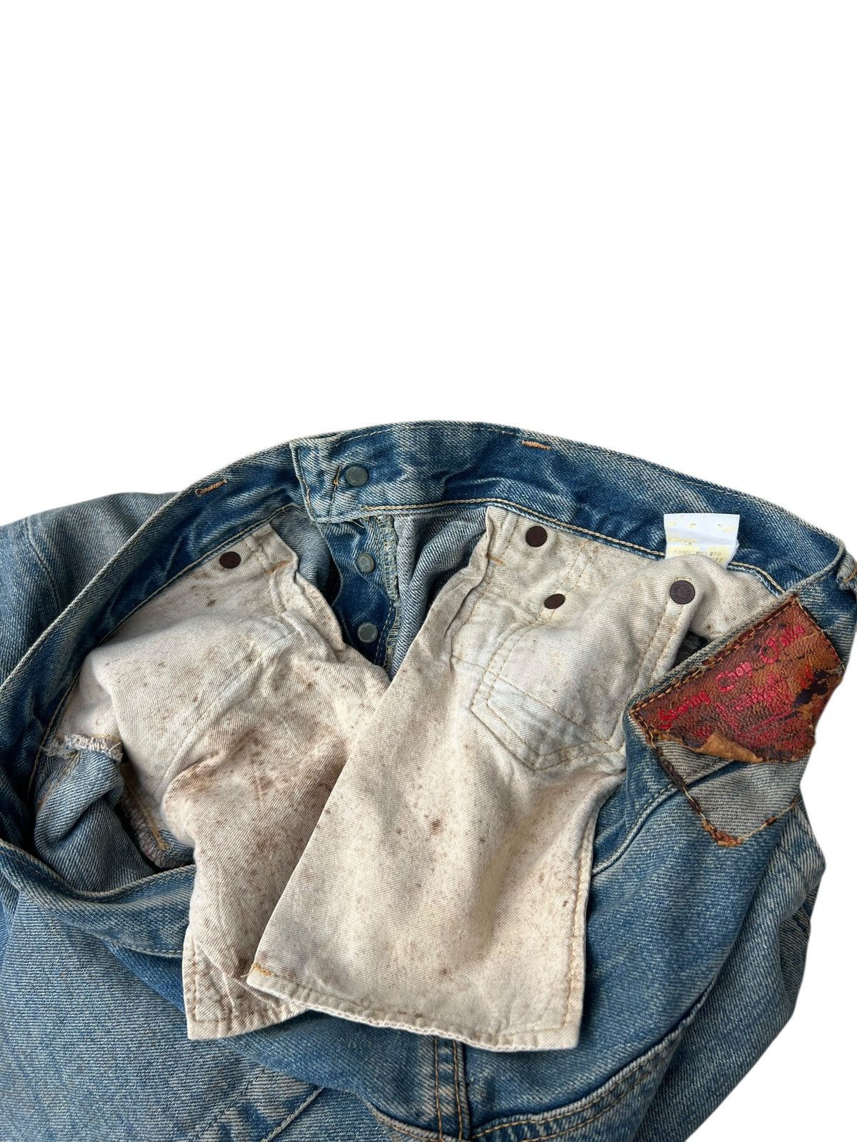 Johnbull Vintage 90s Sewing Chop Johnbull Stain Denim Selvedge Jeans Size US 34 / EU 50 - 23 Thumbnail