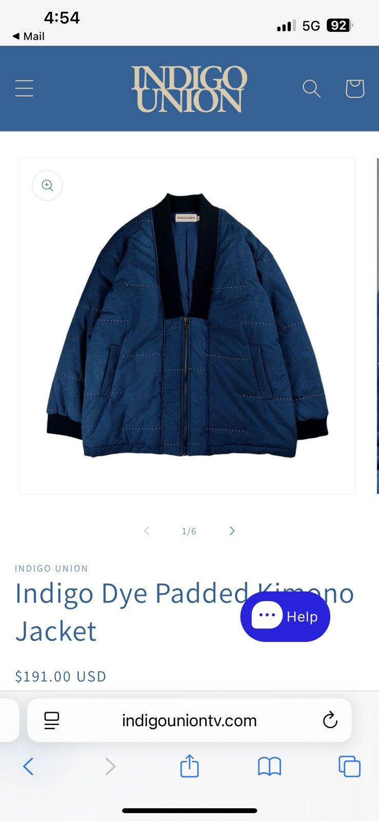 Other Indigo Dye Padded Kimono jacket Size US XL / EU 56 / 4 - 6 Thumbnail