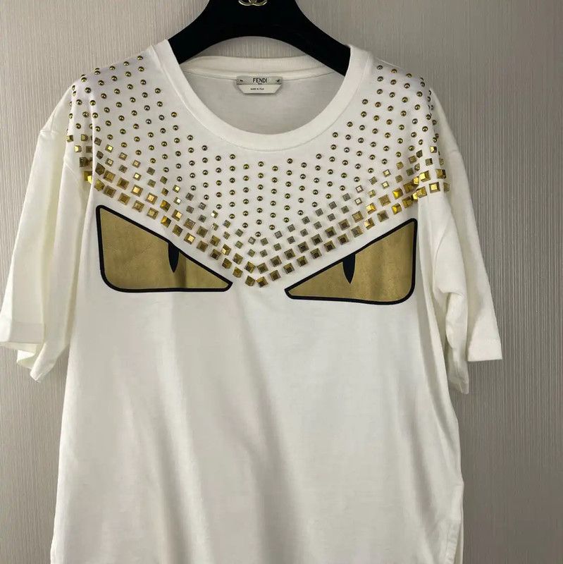 Fendi Fendi Women's White Cotton T-Shirt with Design 0089 Size XXS / US 00 / IT 34 - 1 Thumbnail