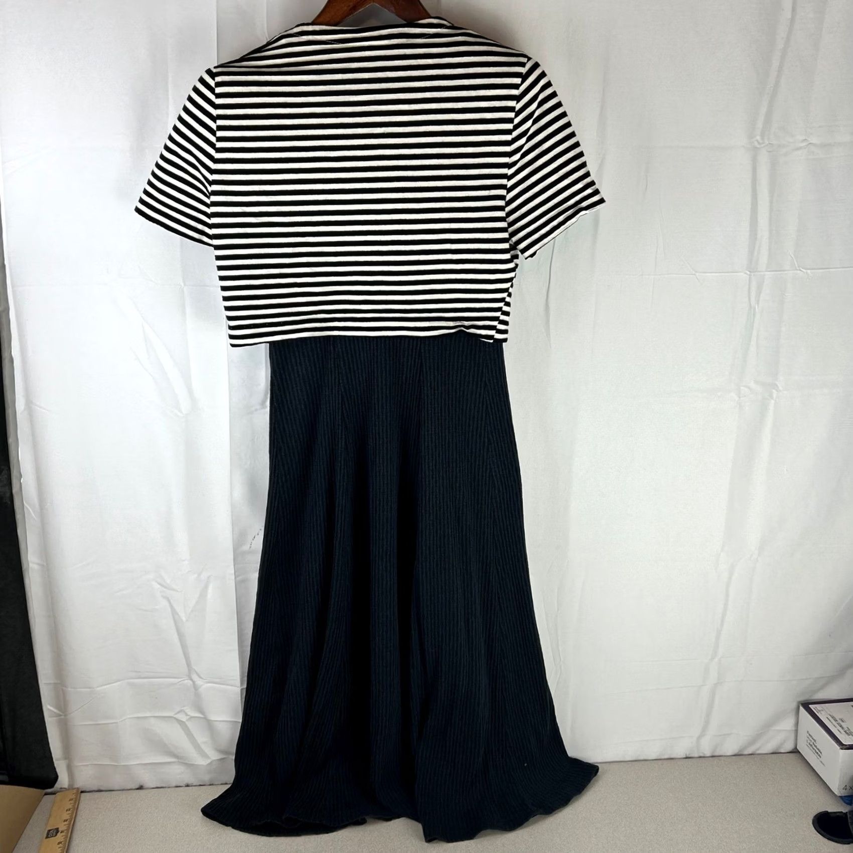 Vintage 2 Piece Striped Cardigan Maxi Ribbed Dress Set Size S / US 4 / IT 40 - 4 Thumbnail