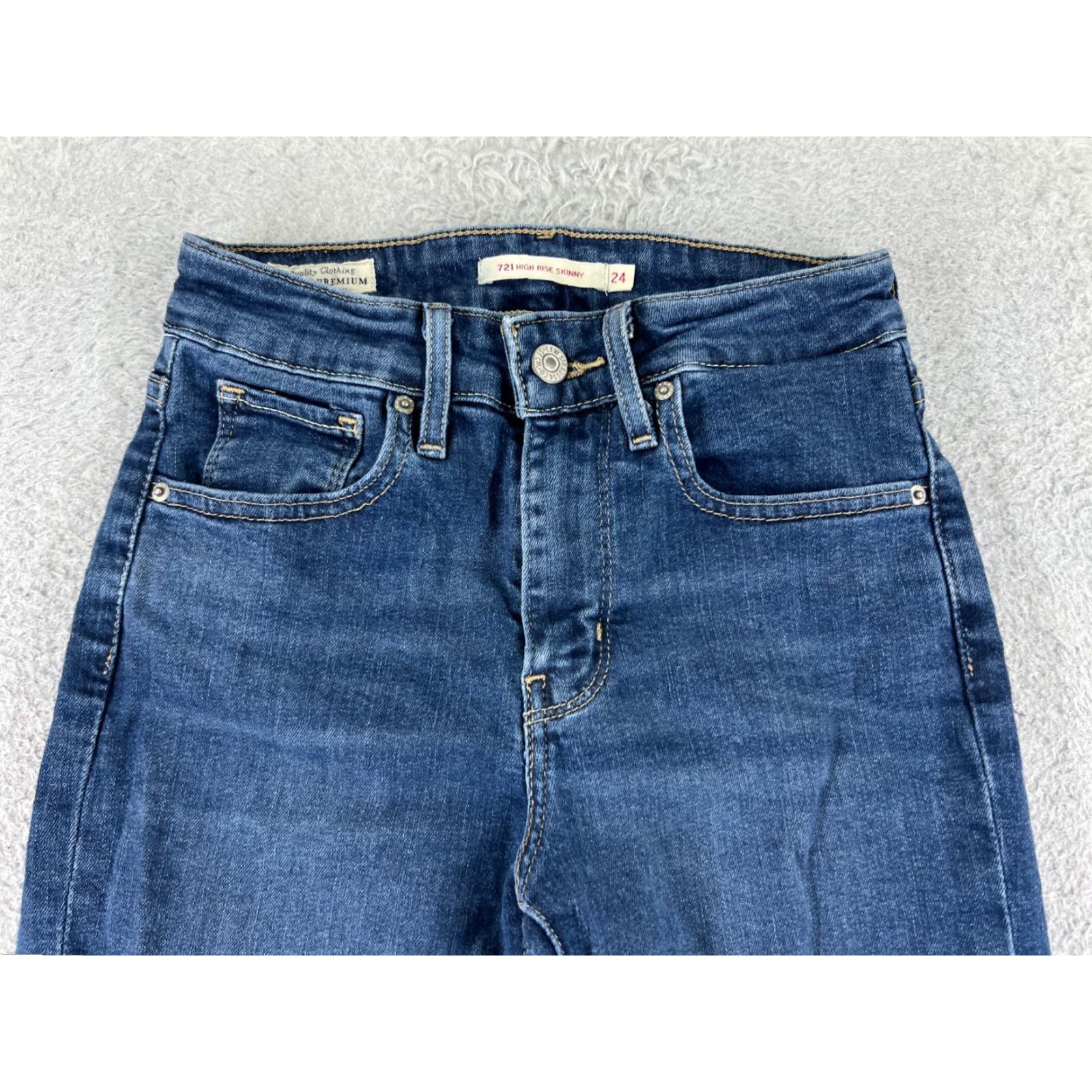 Levi's VINTAGE Levis Jeans Women 24 Blue Denim Skinny Mid Rise 29in 5-Pocket Distressed Stretch Levi's 700 Series Size 42" / US 20 - 4 Thumbnail