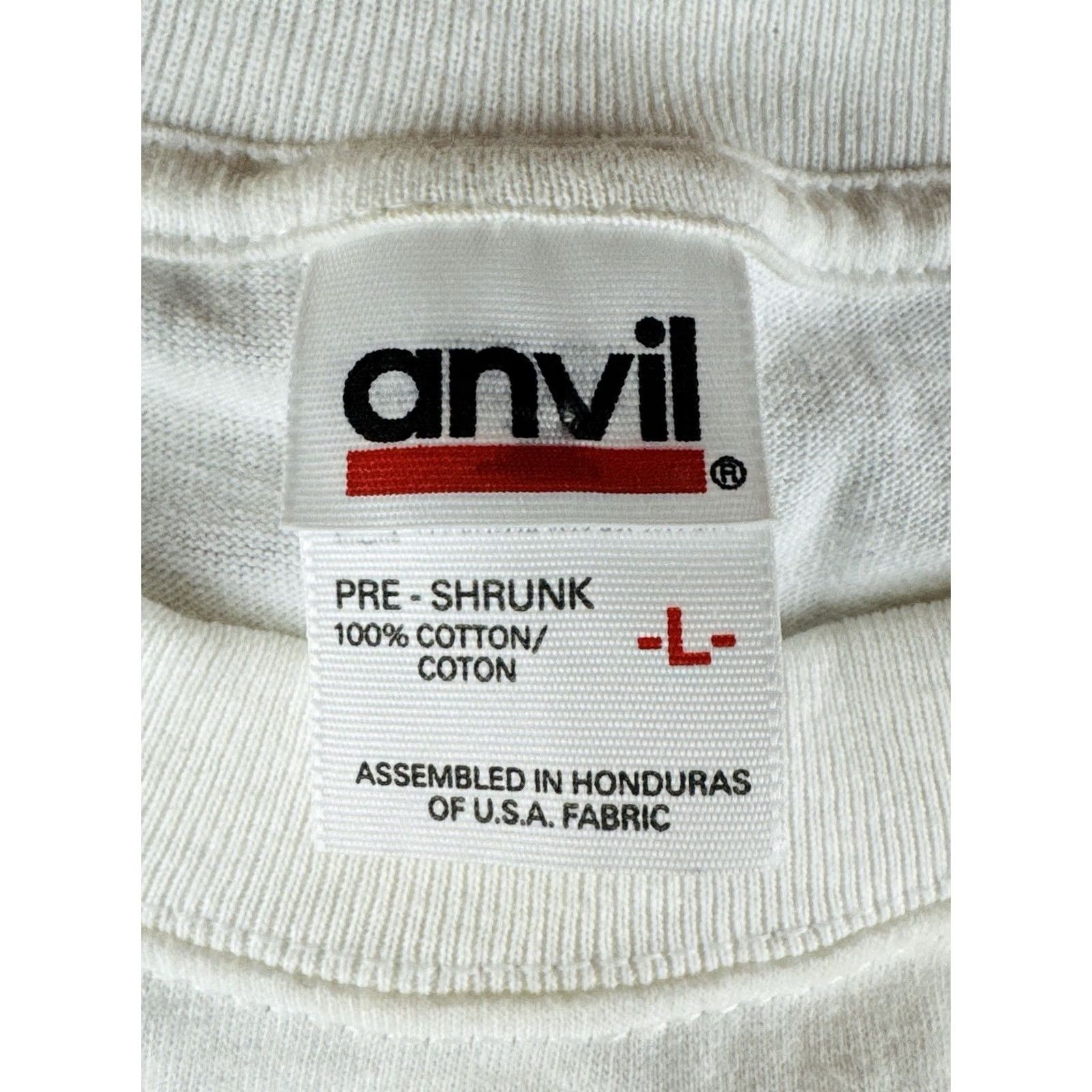 Anvil VINTAGE Anvil T Shirt Long Sleeve Embroidered Mens L White 90s Surf Reggae Size US L / EU 52-54 / 3 - 8 Thumbnail