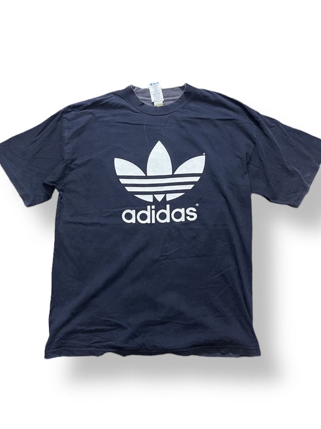 Adidas × Vintage Vintage 1980s Adidas Trefoil TShirt Single Stitch Size US L / EU 52-54 / 3 - 1 Thumbnail