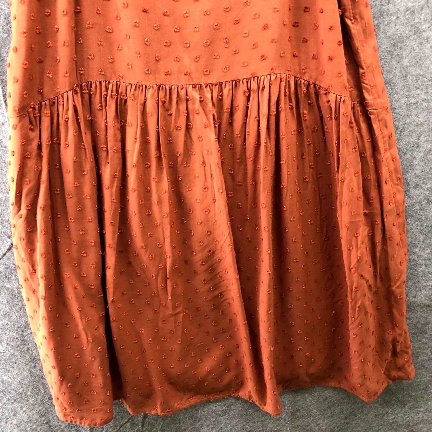Loft NWT Loft Cami Dress XS Swing Swiss Dot Tan Terracotta Knee Length Relaxed Size XS / US 0-2 / IT 36-38 - 4 Thumbnail