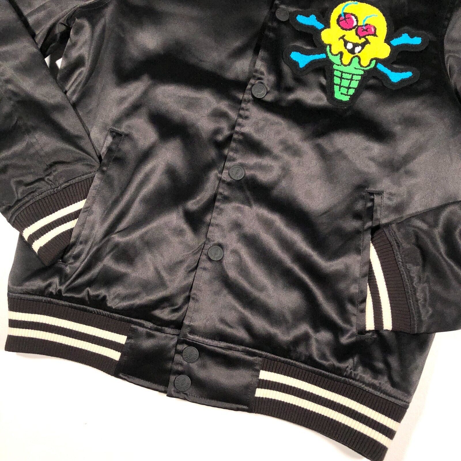 Billionaire Boys Club × Icecream SS22 Ice Cream Cone Logo Bones Black Satin Bomber Jacket Size US S / EU 44-46 / 1 - 3 Thumbnail