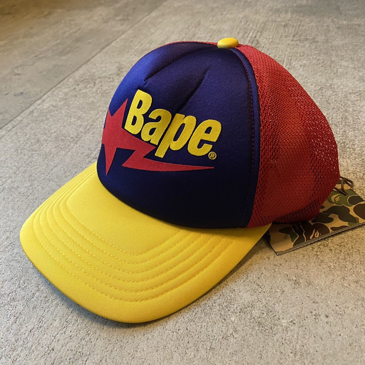 image of A Bathing Ape Bape Star Bapesta Mesh Trucker Hat, Men's