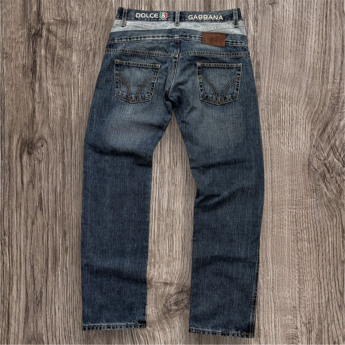 Hedi Slimane 2000s Dolce & Gabbana Double Waist Embroidered Denim