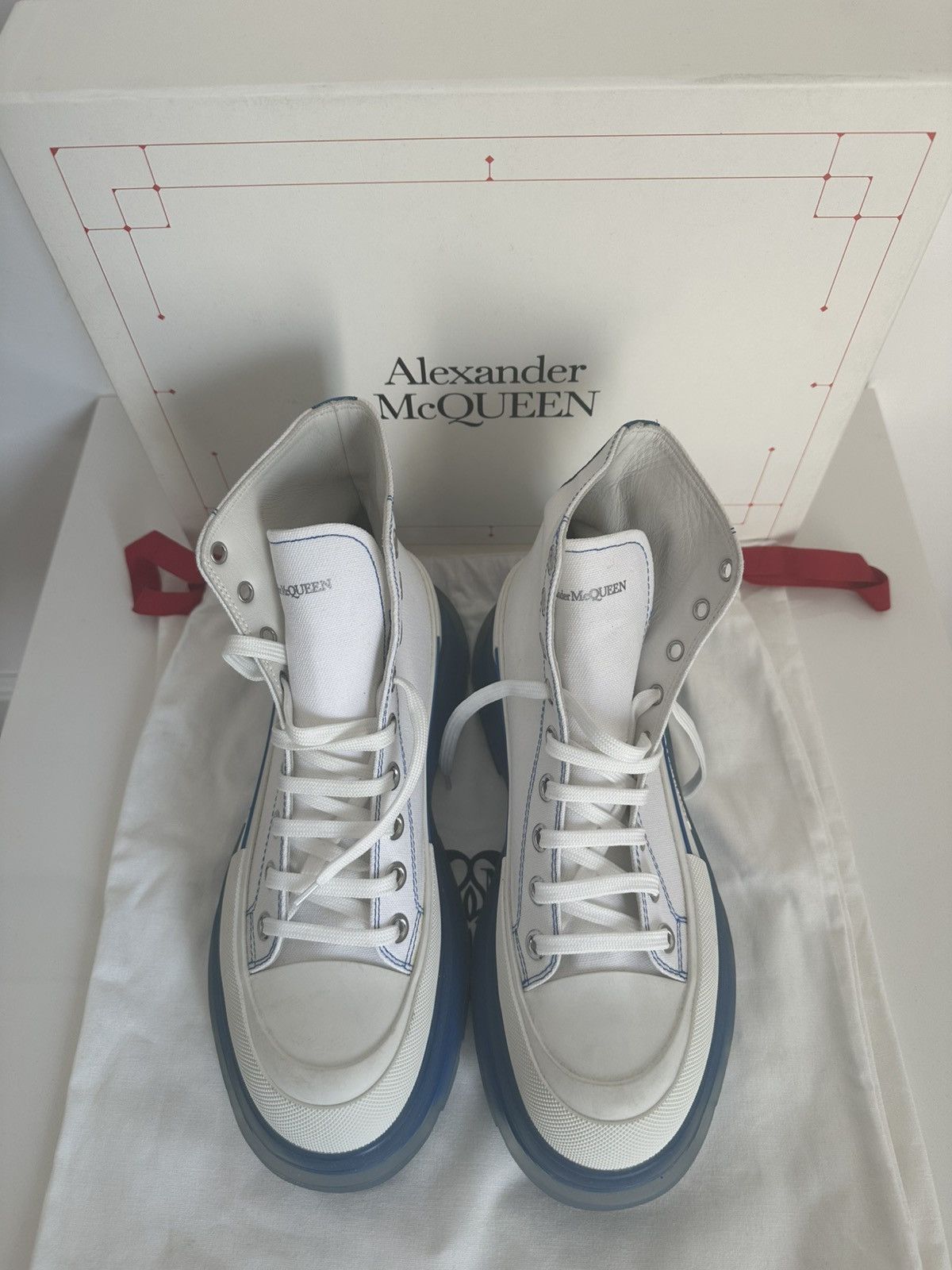 Alexander McQueen Tread Slick Sneakers White/Blue Size 41!
