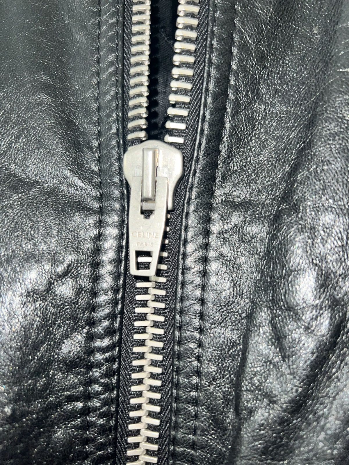 Celine CELINE x Hedi Slimane Leather Logo Bomber Jacket Size US M / EU 48-50 / 2 - 4 Thumbnail