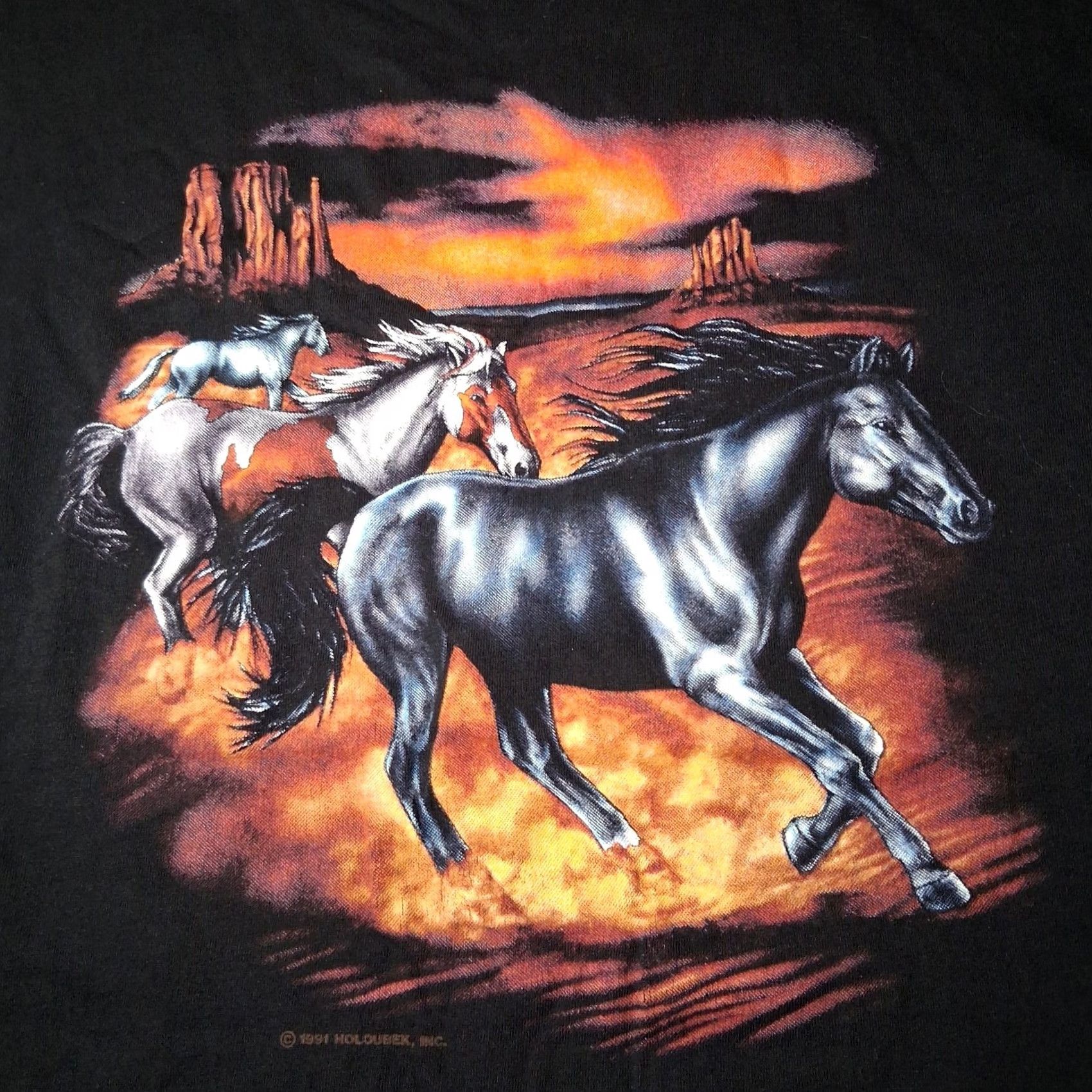 Vintage VINTAGE Holoubek Plus T-Shirt Horse Shirt 2XL Black Cotton Short Sleeve Crew Neck Single Stitch Hem Mens Size US XXL / EU 58 / 5 - 2 Thumbnail