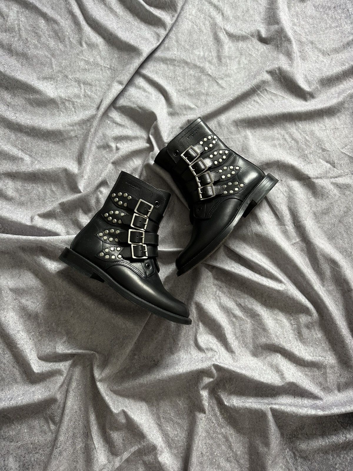 Saint Laurent Paris Saint Laurent Paris Studded Strap Rangers Boot Black Size US 6.5 / IT 36.5 - 1 Thumbnail