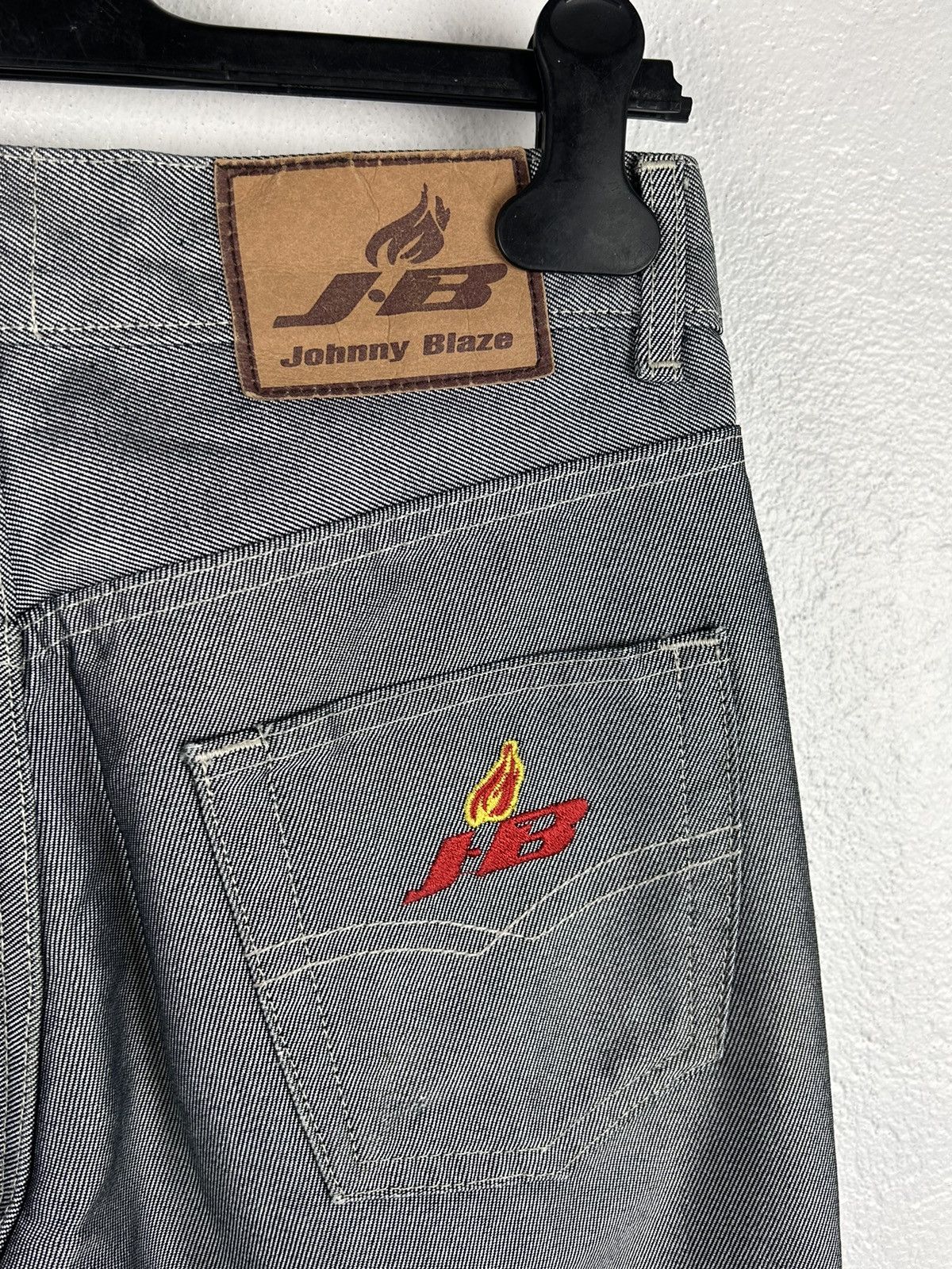 Vintage 90s Vintage Johnny Blaze Crazy Flared Silver Denim Jeans Size US 30 / EU 46 - 2 Thumbnail