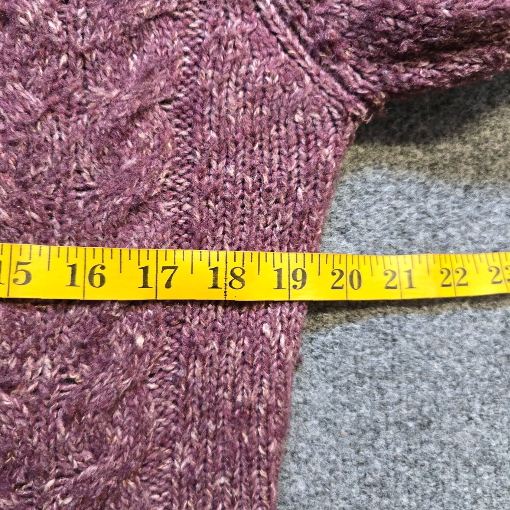 Vintage L.L. Bean Cardigan Women M Purple Cable Knit Long Sleeve" Size M / US 6-8 / IT 42-44 - 6 Thumbnail