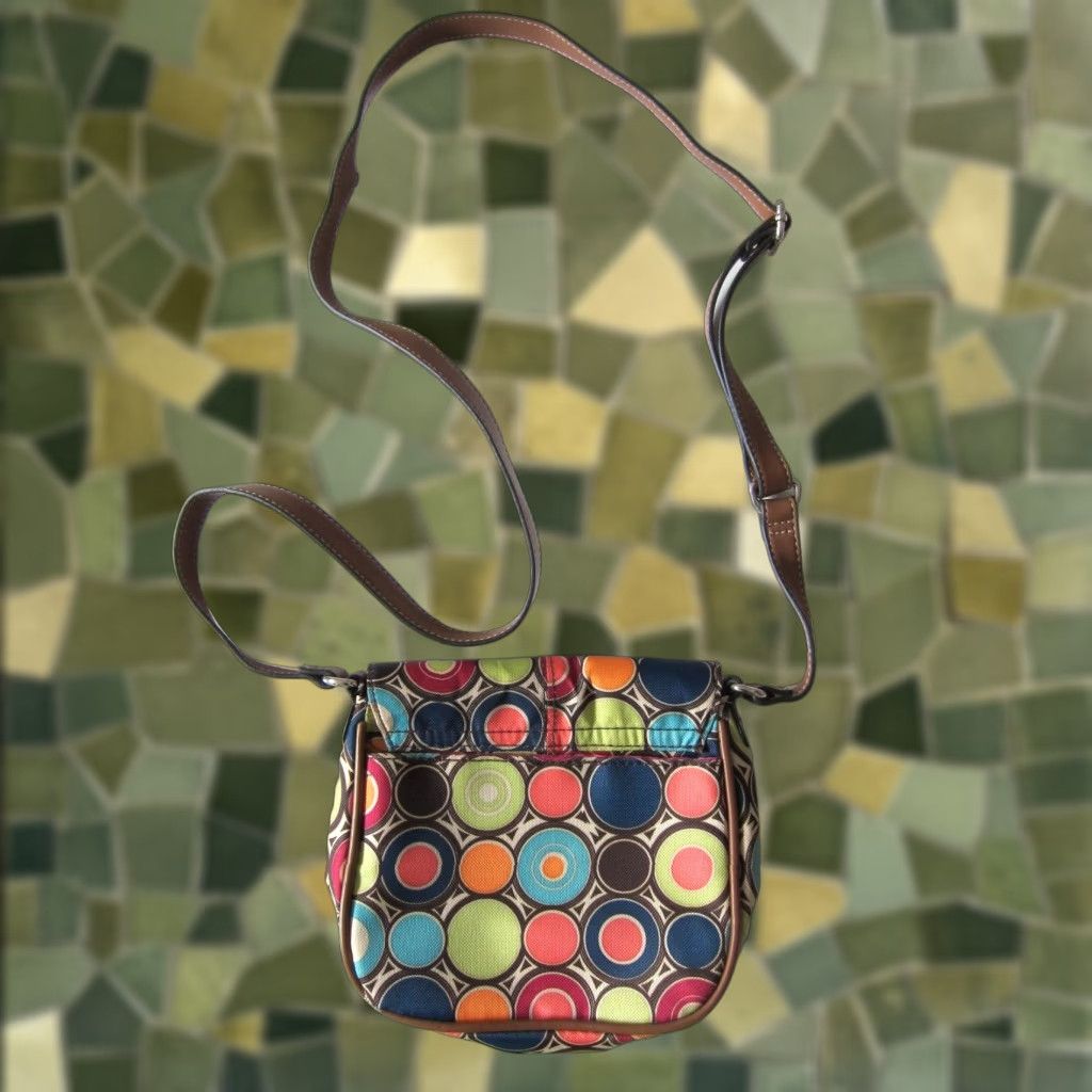 Vintage Lily Bloom Satchel Crossbody Unisex Adults Small Poly Satchel Purse Green Pink Green Blue Polka Dot Living 8" 7" 23" Strap Drop Womens/Mens Size ONE SIZE - 1 Thumbnail