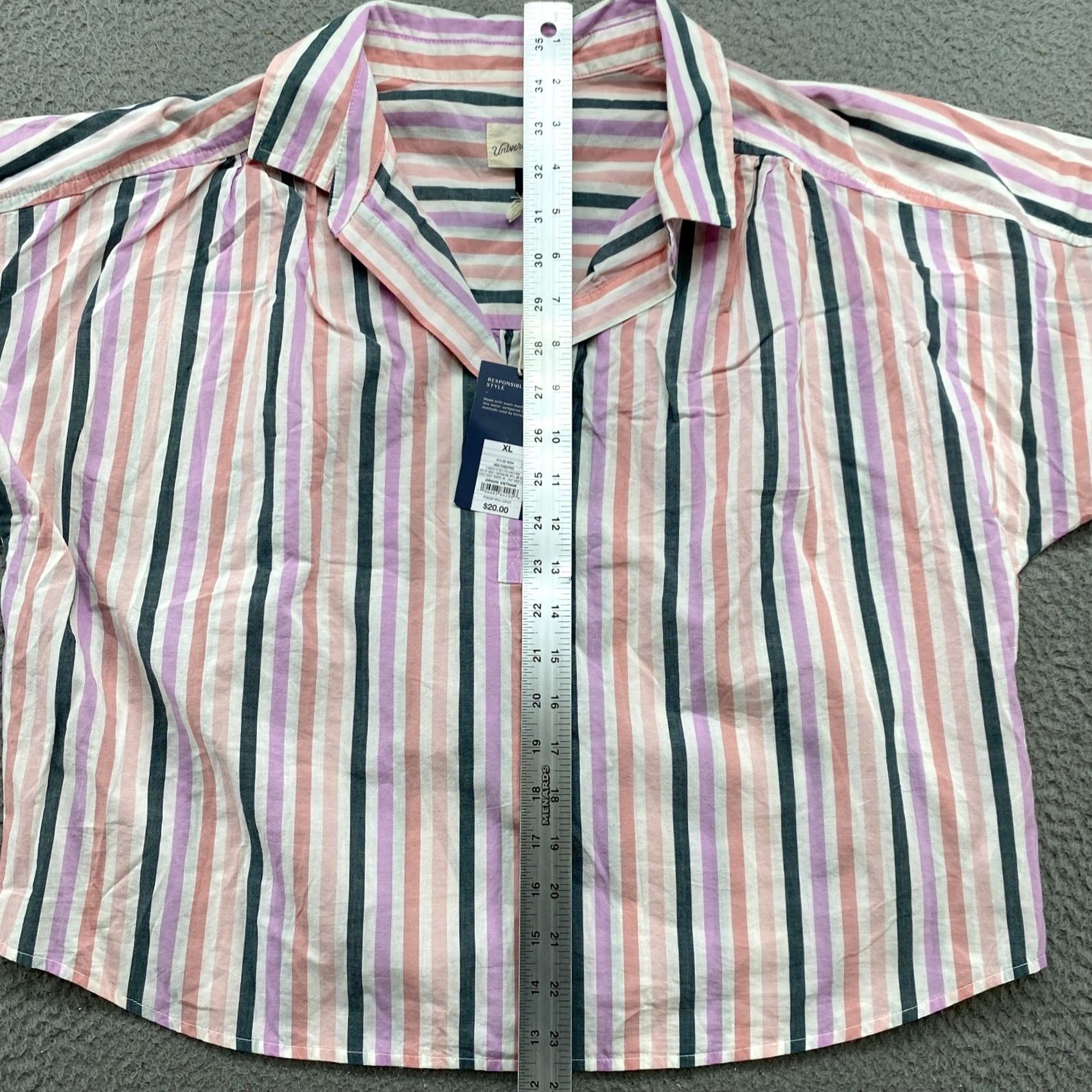 Vintage Universal Thread Womens Cropped Short Sleeve Collared Striped Shirt XL New Size XL / US 12-14 / IT 48-50 - 7 Thumbnail
