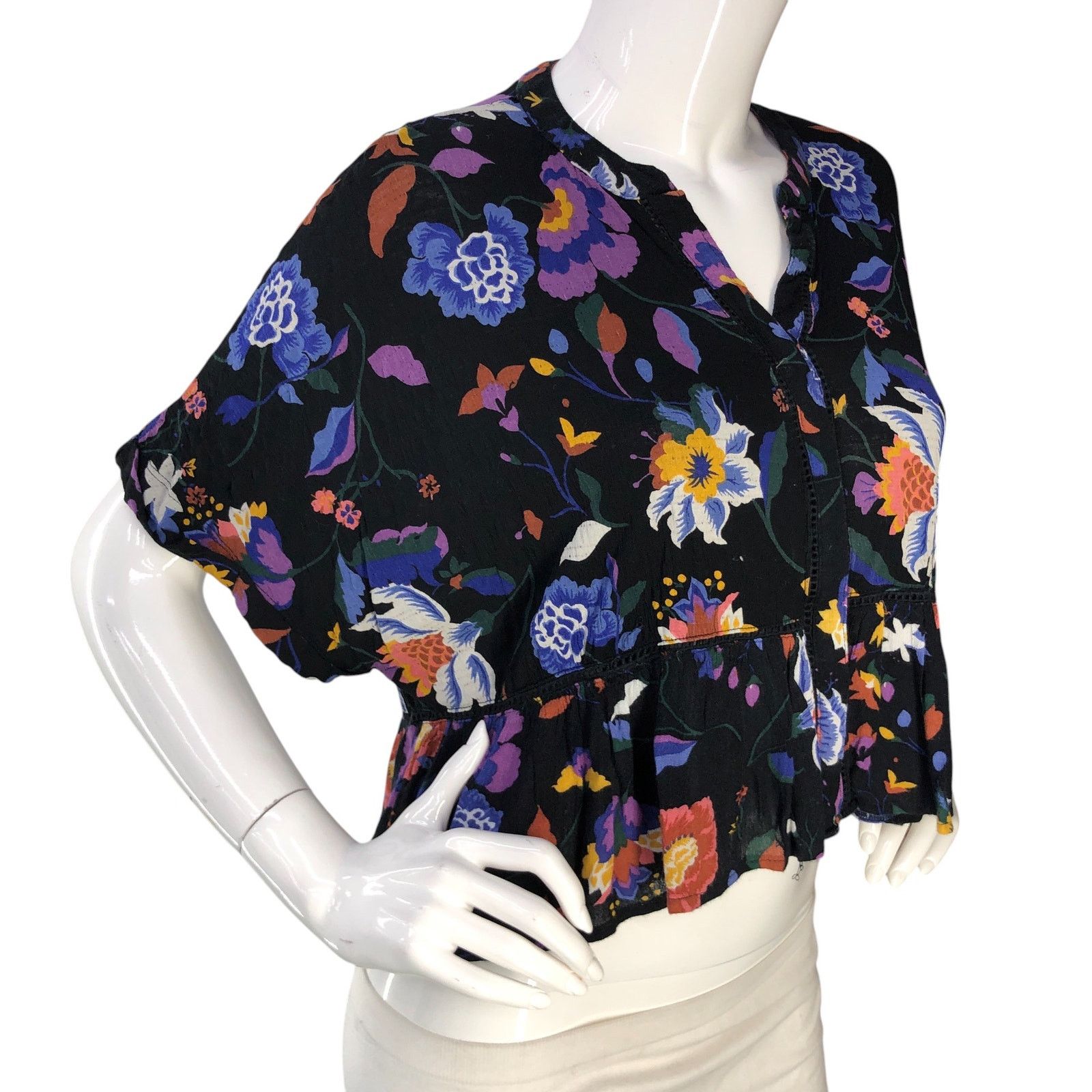 Anthropologie Anthropologie Sz XXSP Top Josie Dolman Sleeve V Neck Floral Size XXS / US 00 / IT 34 - 10 Thumbnail