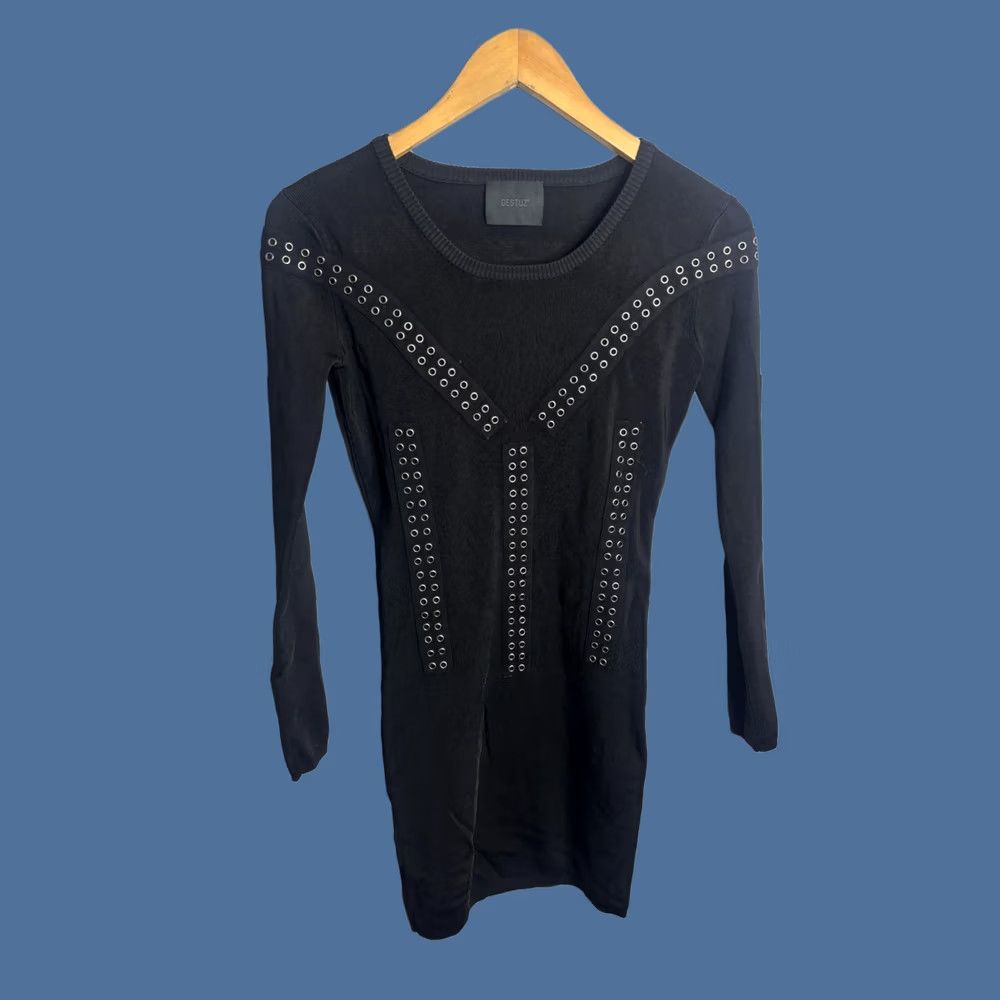 Gestuz Gestuz Sweater Dress Womens Small Black Eyelet Grommet Long Sleeve Bodycon Size S / US 4 / IT 40 - 1 Thumbnail