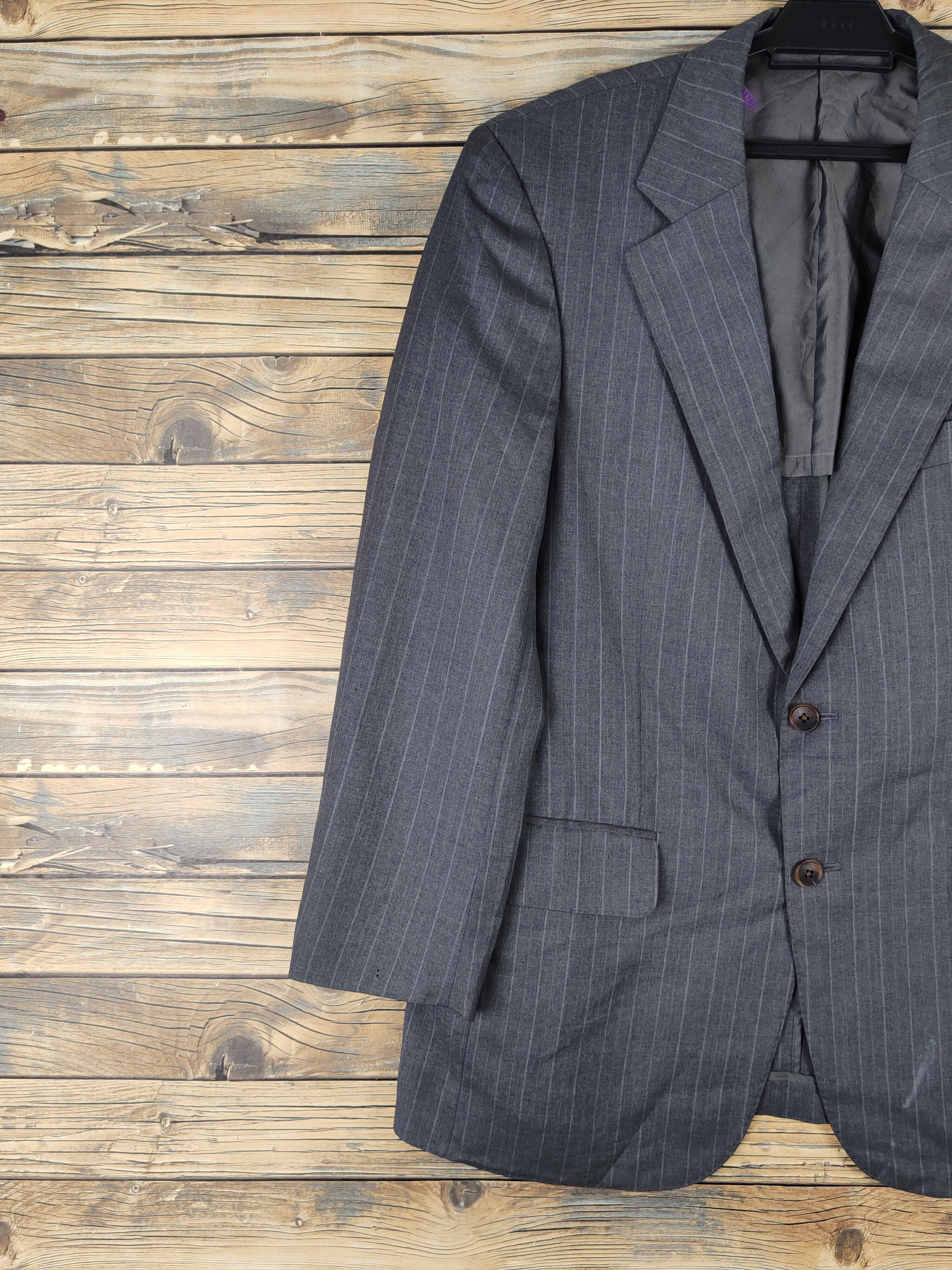 Burberry × Vintage Vintage Burberry Dark Gray Blazers Distressed minor. Size US L / EU 52-54 / 3 - 3 Thumbnail
