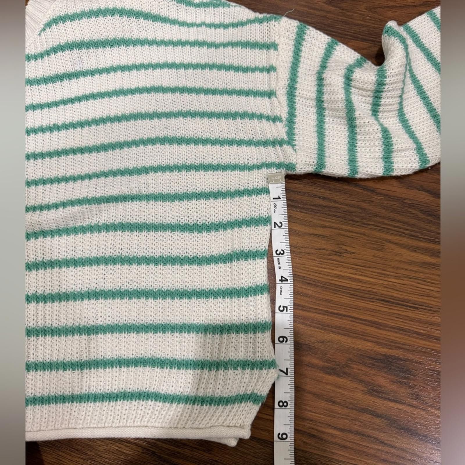 Designer Wild Fable White & Green Stripe Knit Sweater- Size Medium Size M / US 6-8 / IT 42-44 - 5 Thumbnail