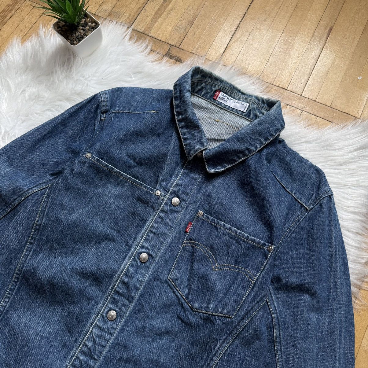 Levi's 📌 Vintage Levi’s Engineered 2000’s Denim Trucker Jacket Size US L / EU 52-54 / 3 - 3 Thumbnail