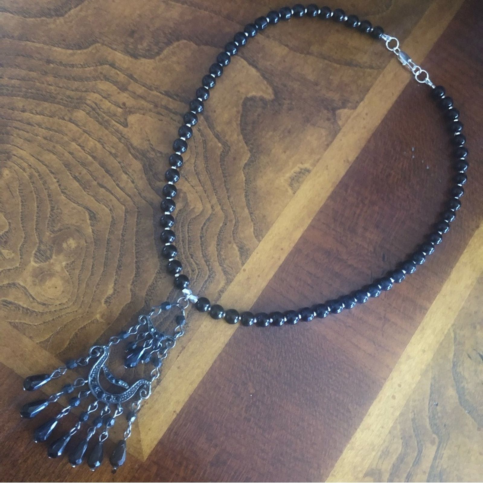 Handmade Handcrafted repurpose black chandelier Pearl necklace Size ONE SIZE - 8 Thumbnail