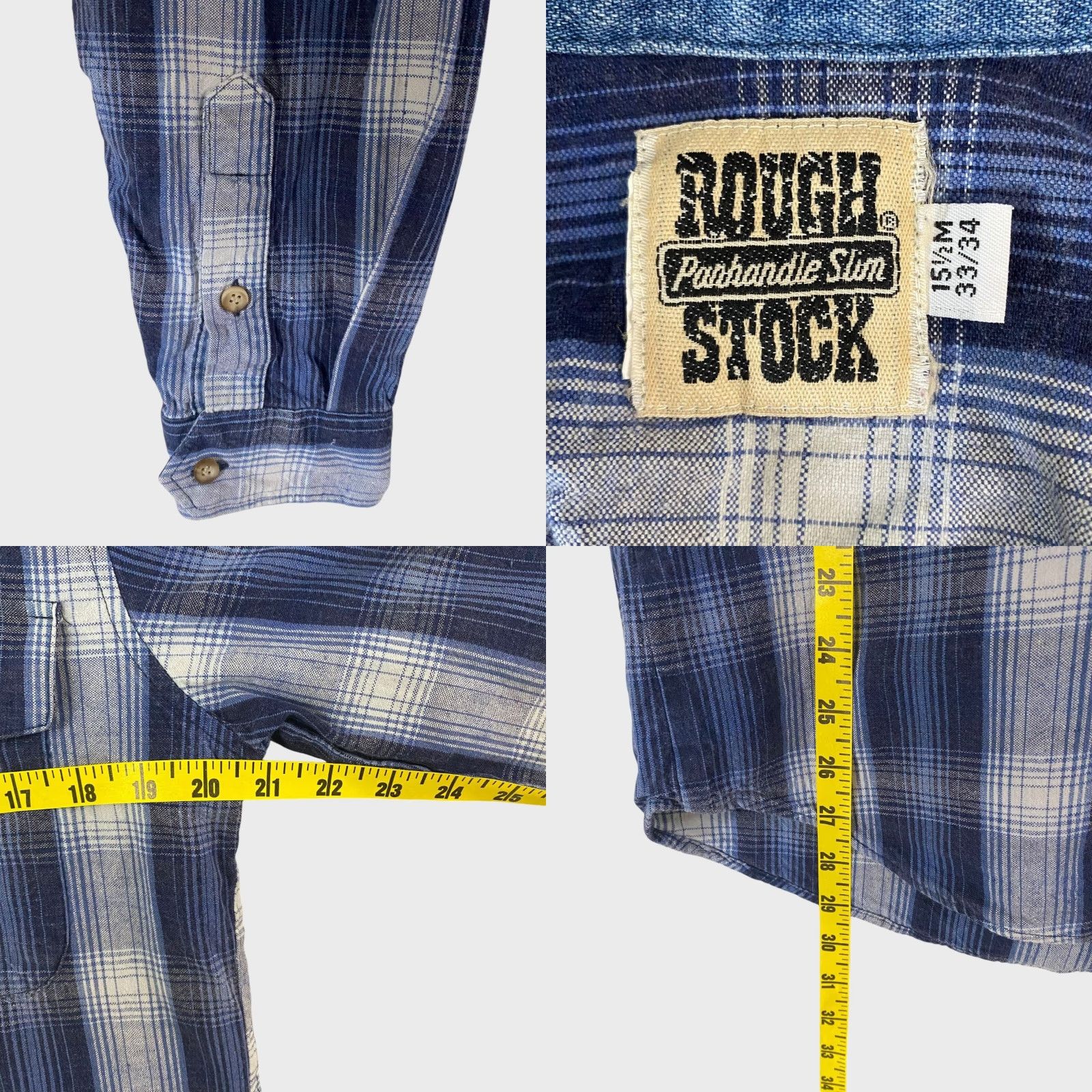 Vintage VINTAGE Rough Stock Western Button-Up Shirt Men Medium Blue Plaid Long-Sleeve Block/Collar Size US M / EU 48-50 / 2 - 8 Thumbnail