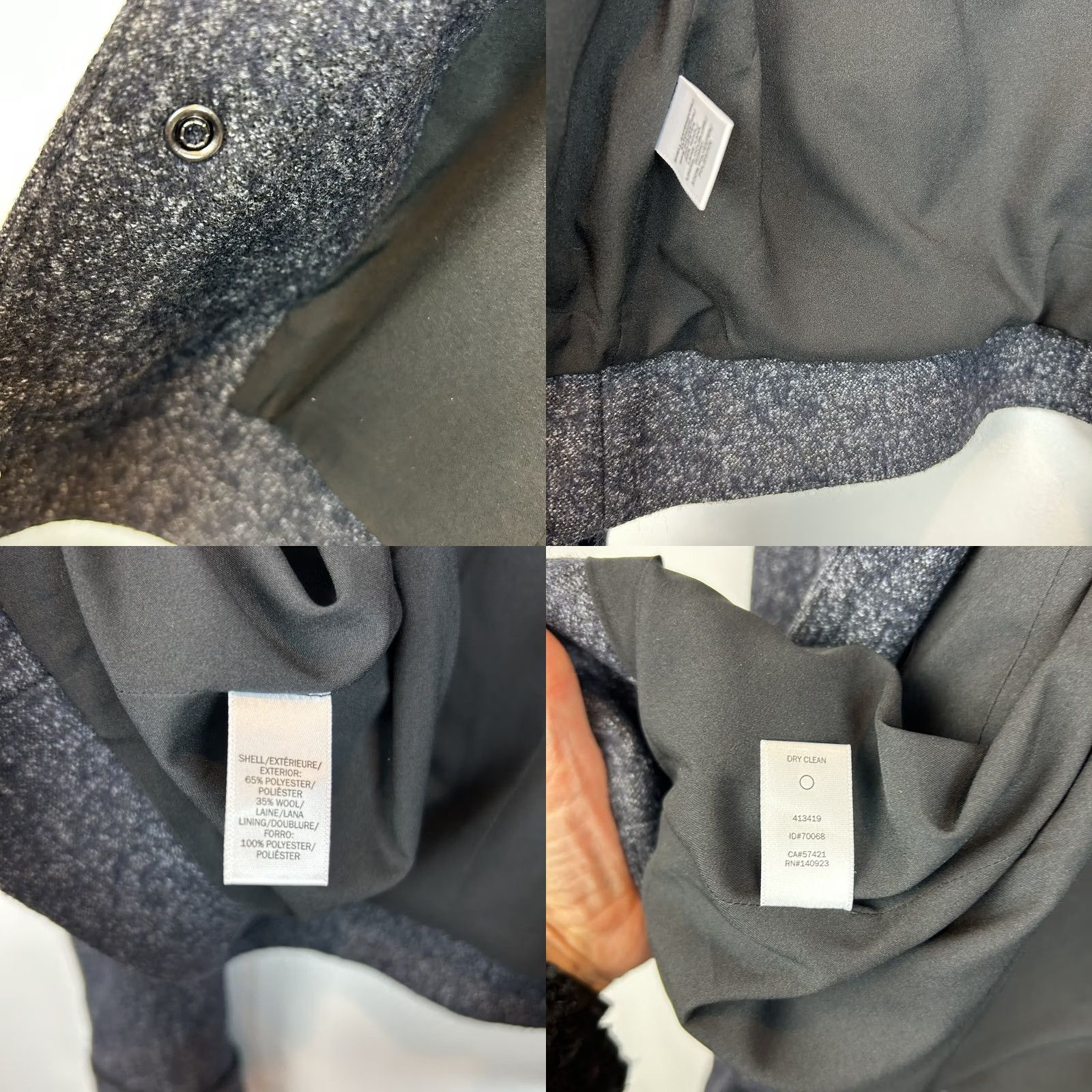Ann Taylor Loft Suit Jacket Blazer Womens 12 Navy Wool Blend Mandarin Collar Snap Size XL / US 12-14 / IT 48-50 - 8 Thumbnail