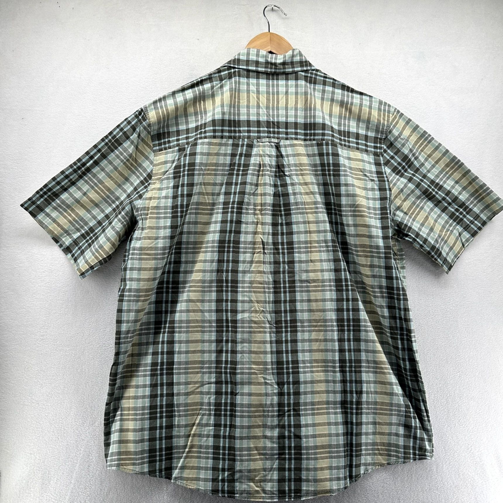 Vintage Woolrich Shirt Mens Large Green Blue Plaid Short Sleeve Button Front Cotton Size US L / EU 52-54 / 3 - 7 Thumbnail