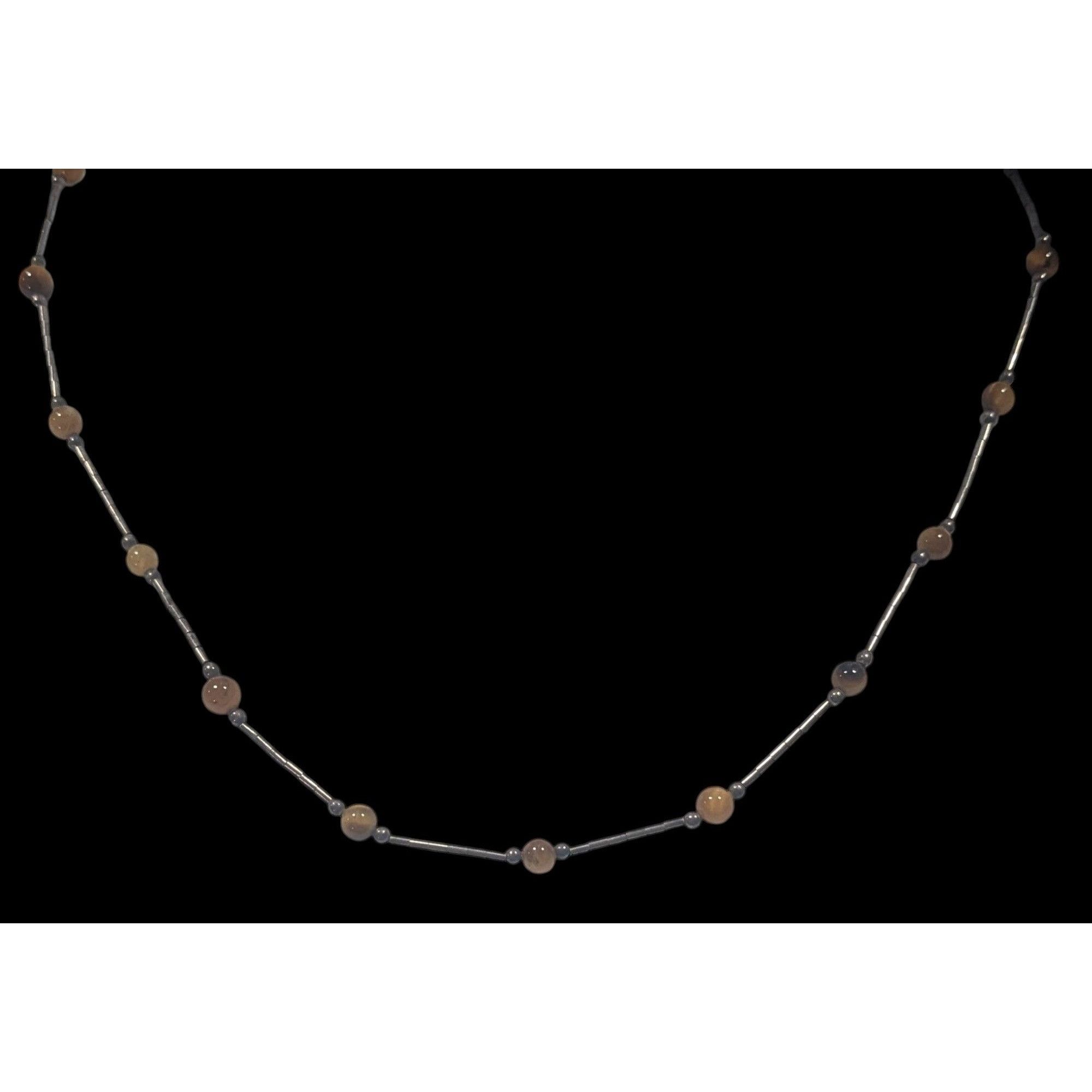 Other Tiger Eye Studded Silver Tone Tube Bead Necklace Size ONE SIZE - 4 Thumbnail