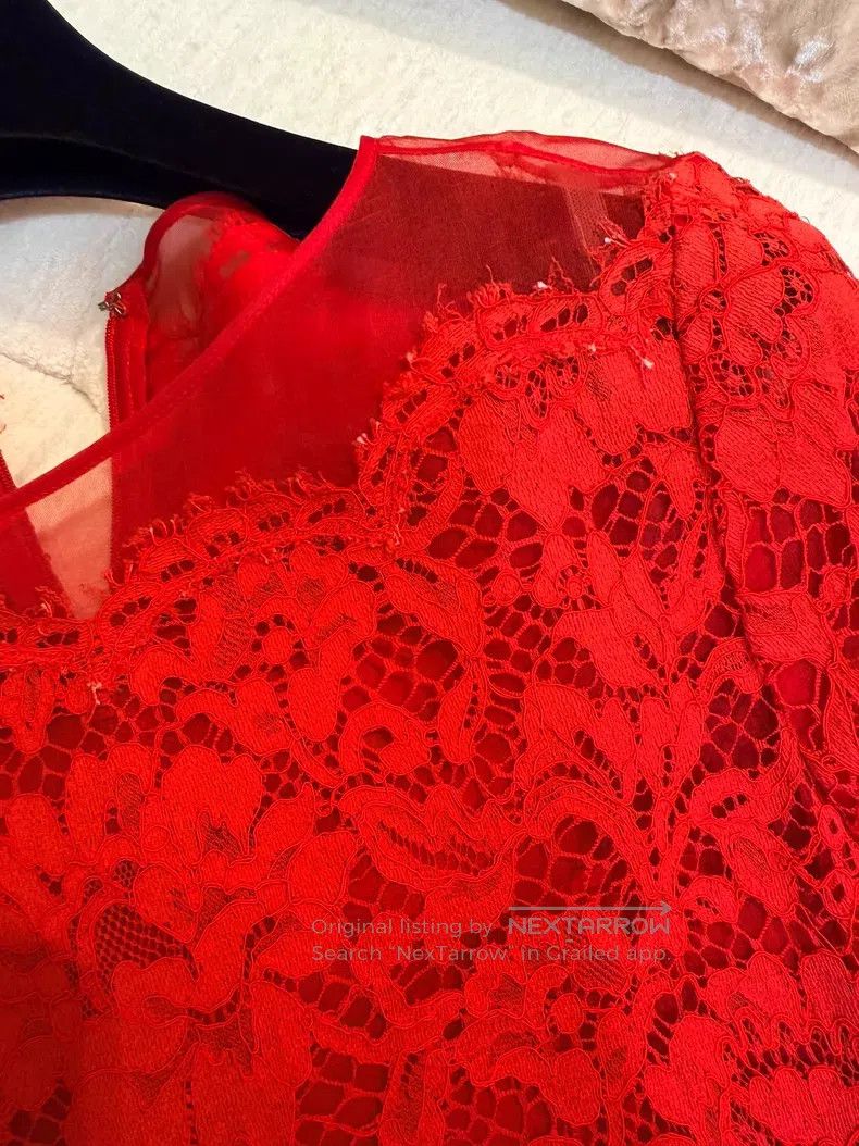 Valentino Valentino Red lace dress Size S / US 4 / IT 40 - 4 Thumbnail