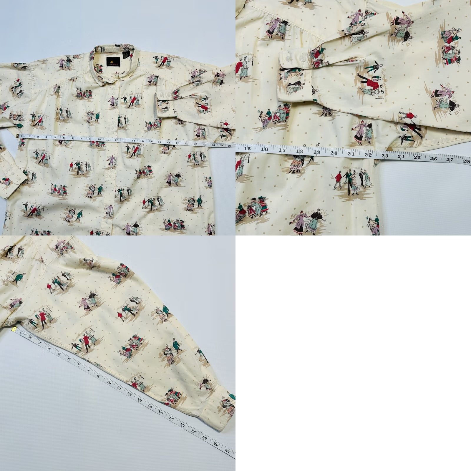 Vintage VINTAGE LizWear Pleated Shirt Womens M Button-Up Yellow Cottagecore 90s Bohemian Retro School Winter Ice Skating Size M / US 6-8 / IT 42-44 - 8 Thumbnail
