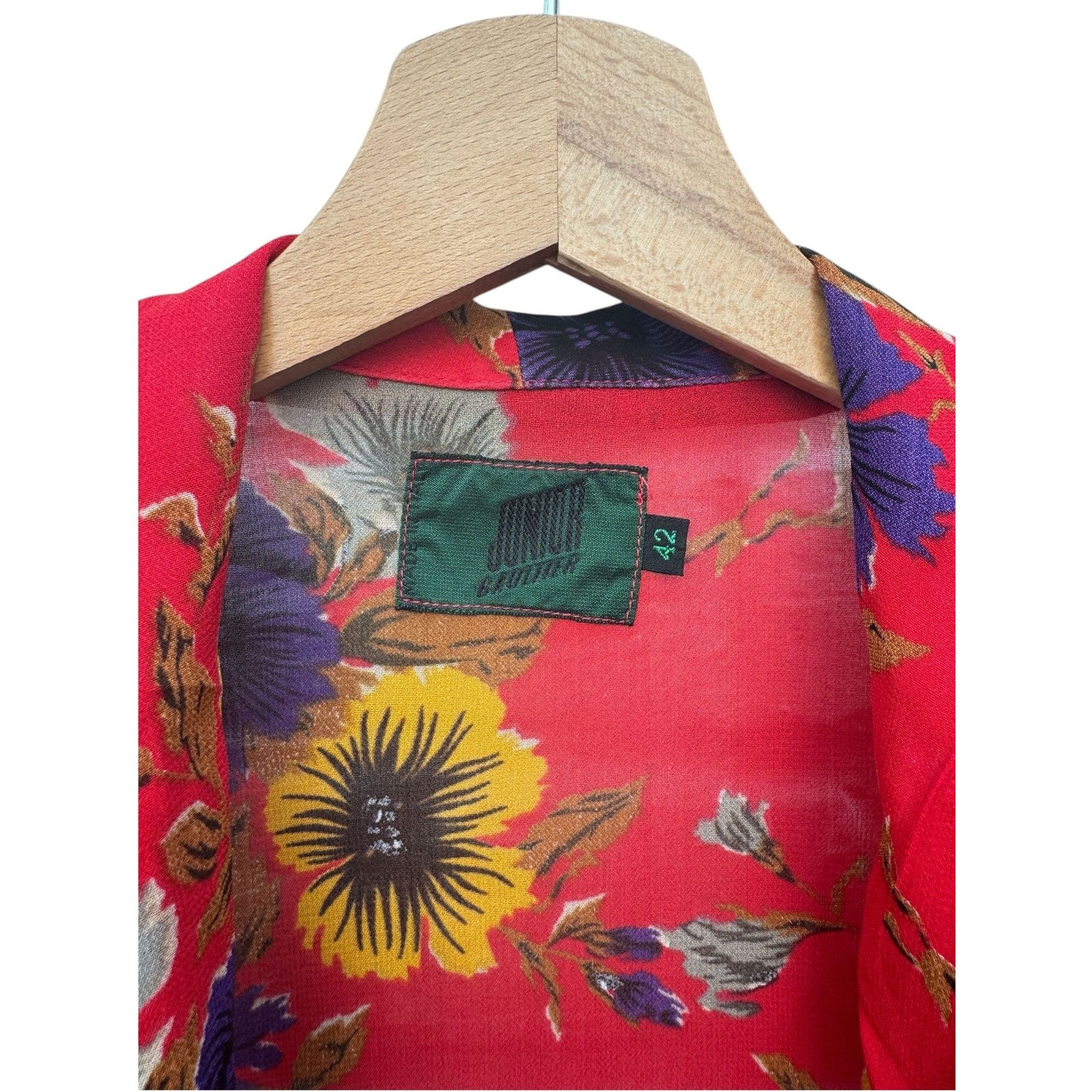 Jean Paul Gaultier Red Viscose Floral Buttoned Shirt Size M / US 6-8 / IT 42-44 - 3 Thumbnail