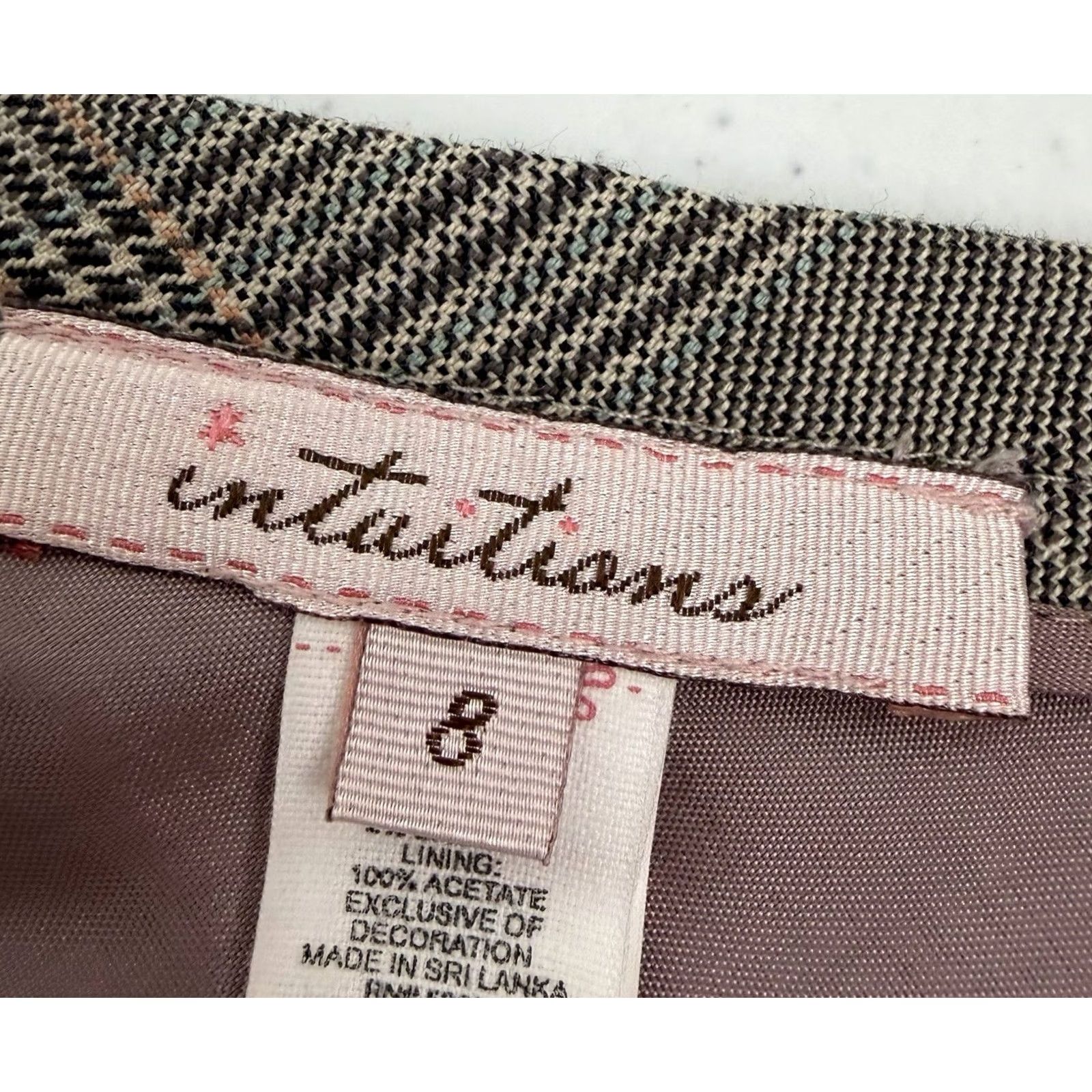 Vintage VINTAGE Intuitions Plaid Midi Skirt Womens 8 Beige Cotton Blend 90s Grunge Retro Pleated Lined Stretch Midi Skirt Size 30" / US 8 / IT 44 - 7 Thumbnail