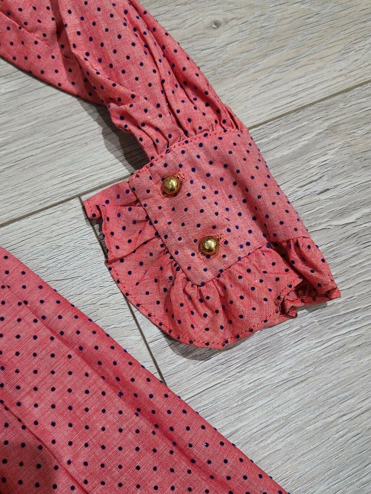 Designer Lois Ann Petite Dallas Vintage Dress Long Sleeve Polka Dot Size XS / US 0-2 / IT 36-38 - 2 Thumbnail