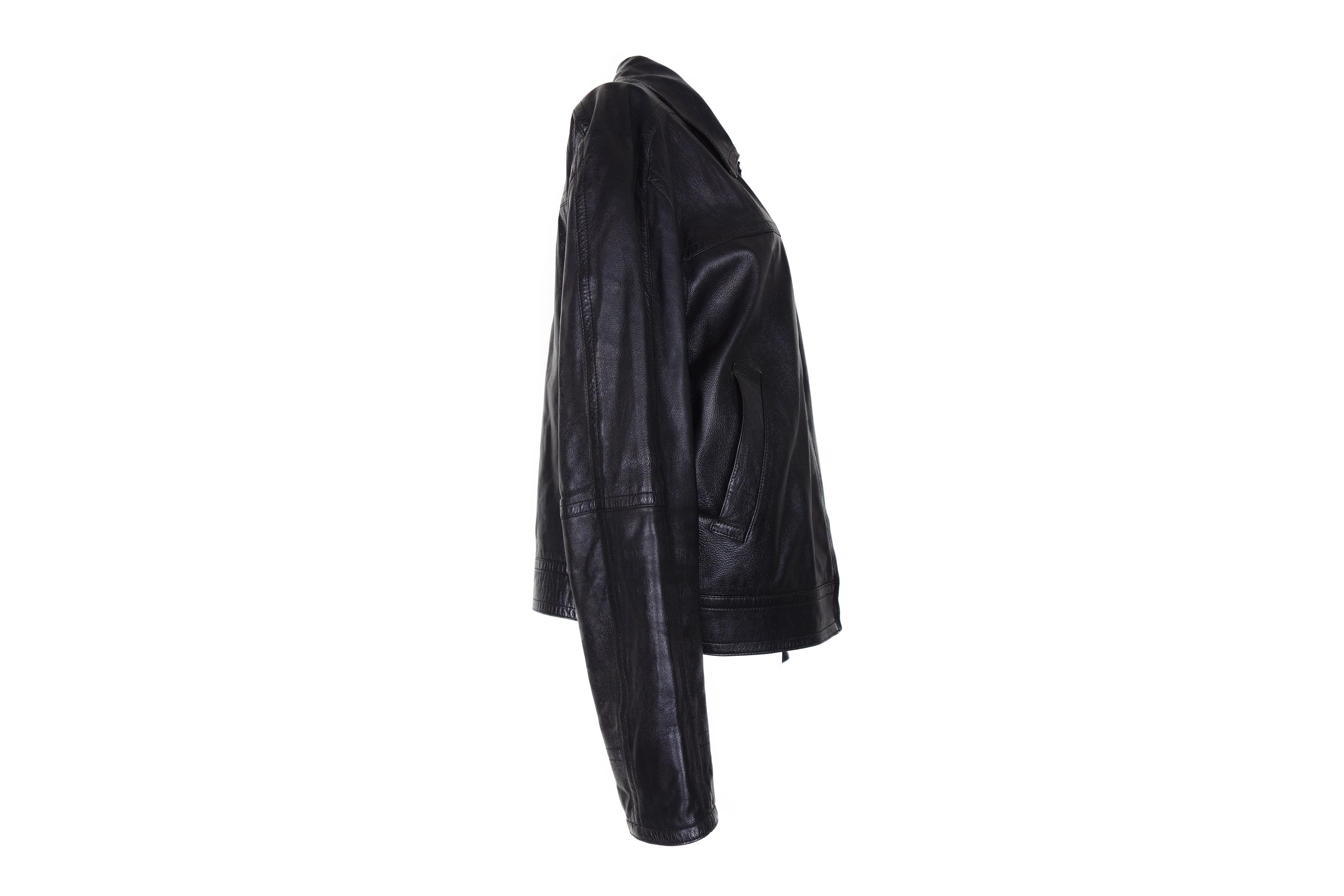 GF Ferre × Gianfranco Ferre GIANFRANCO FERRE Soft Leather Jacket Zip Vintage Size L 90s Size L / US 10 / IT 46 - 3 Thumbnail