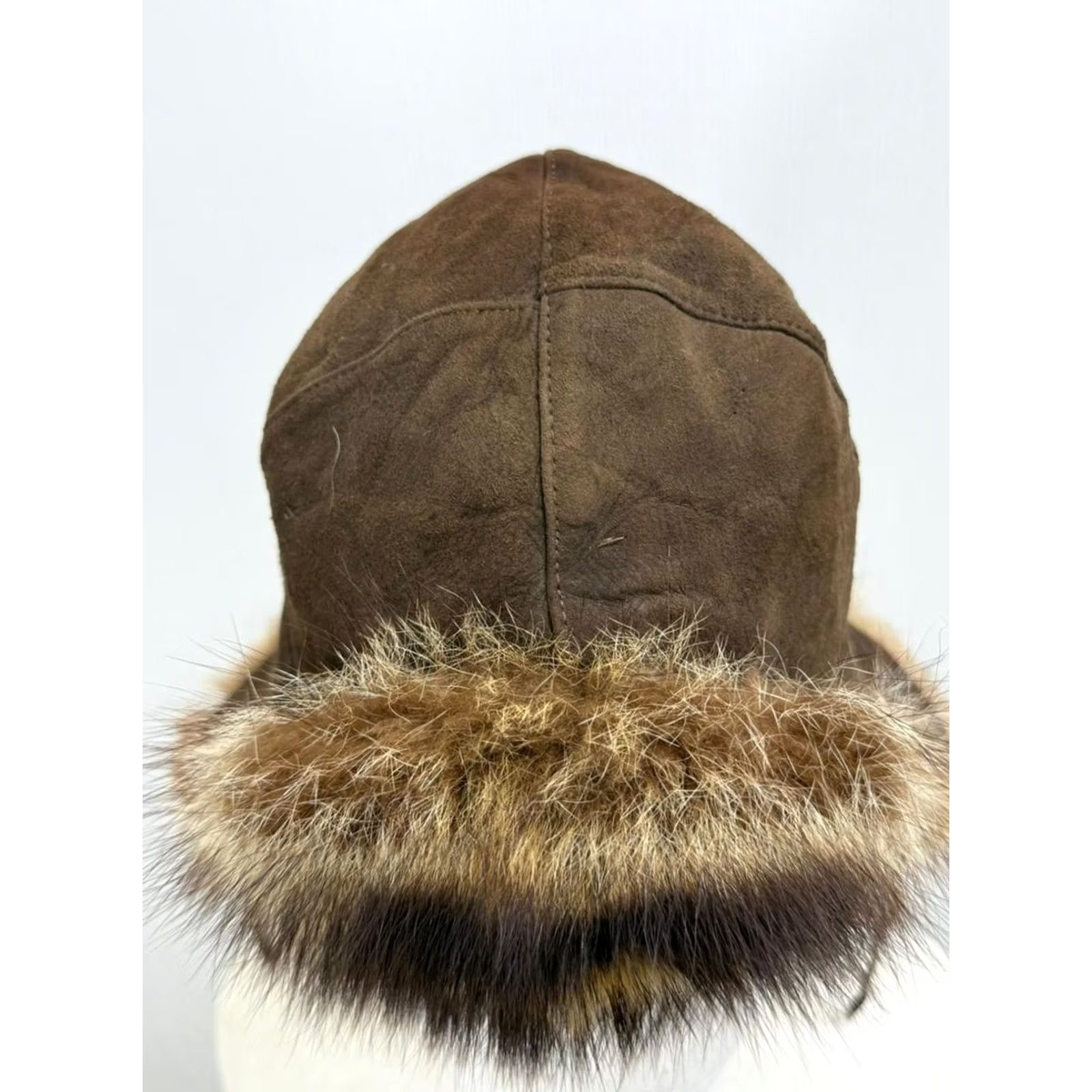 Vintage Vintage Italian Leather Trapper Hat - Real Fur Sheepskin Bomber Caps, Ear Flap, 1 Size, Brown, Men, Winter/Fall, Solid Pattern Size ONE SIZE - 4 Thumbnail