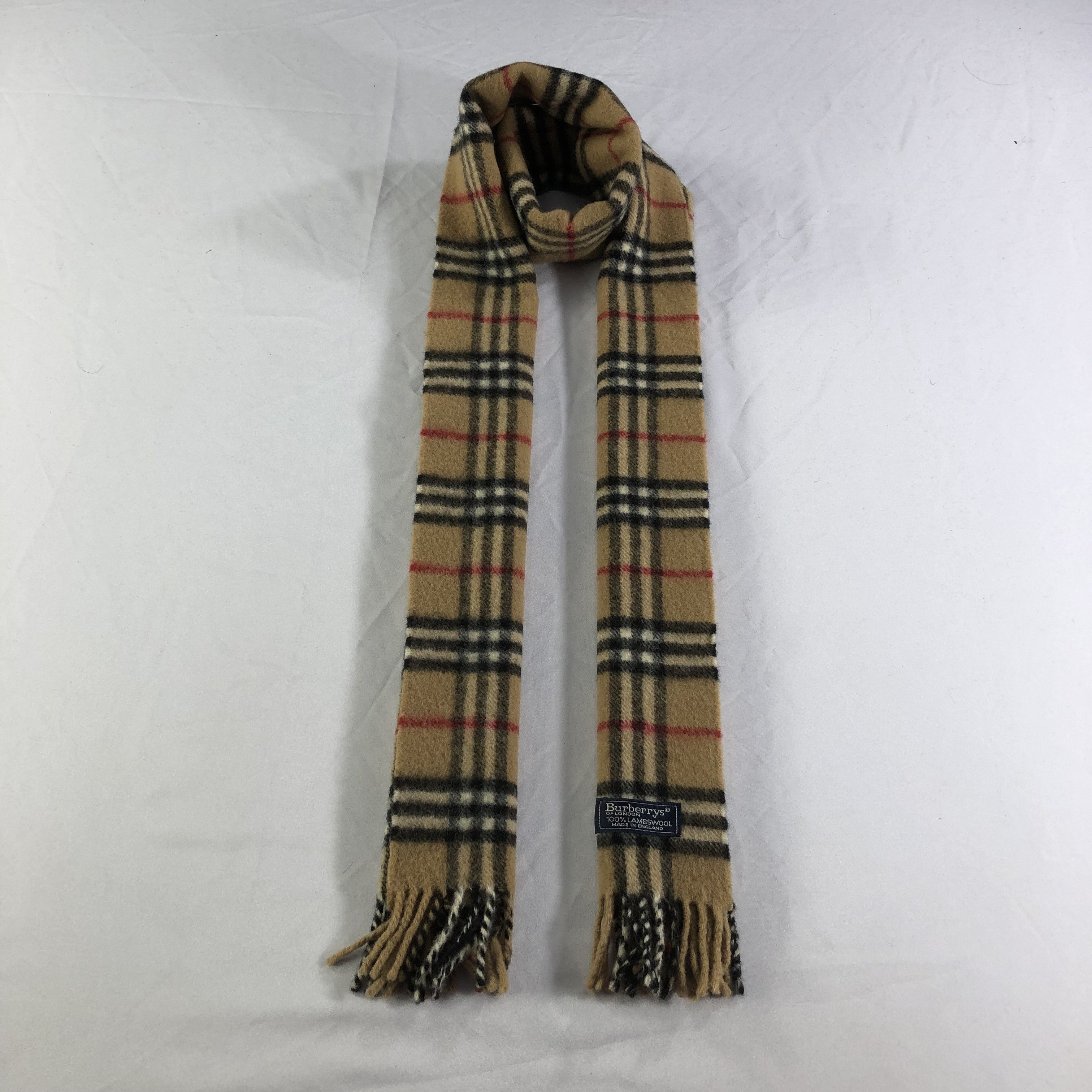 Burberry Burberrys Tan Nova Check Wool Scarf Muffler V1652 Size ONE SIZE - 1 Thumbnail