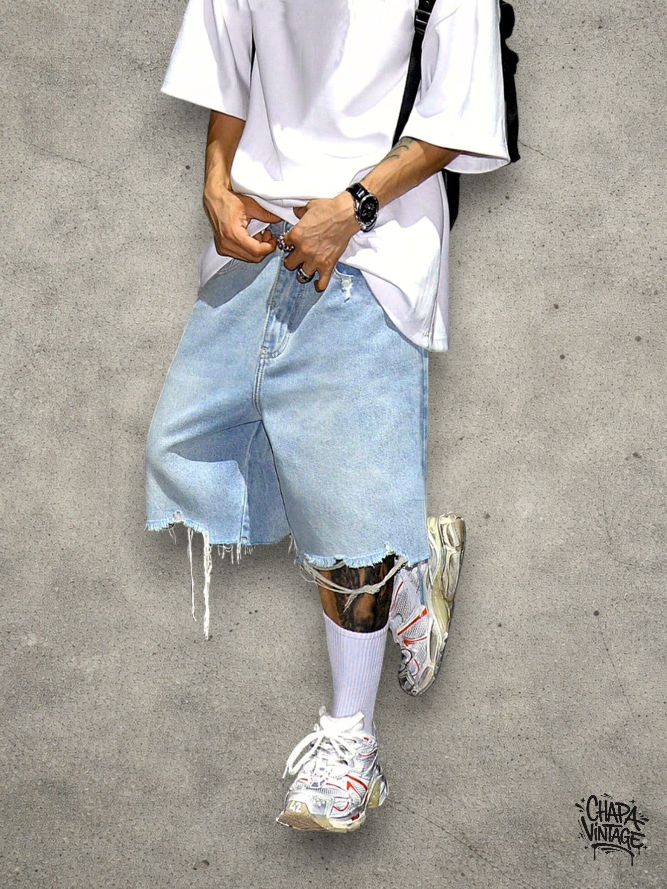 Vintage Washed ripped shorts Size US 32 / EU 48 - 4 Thumbnail