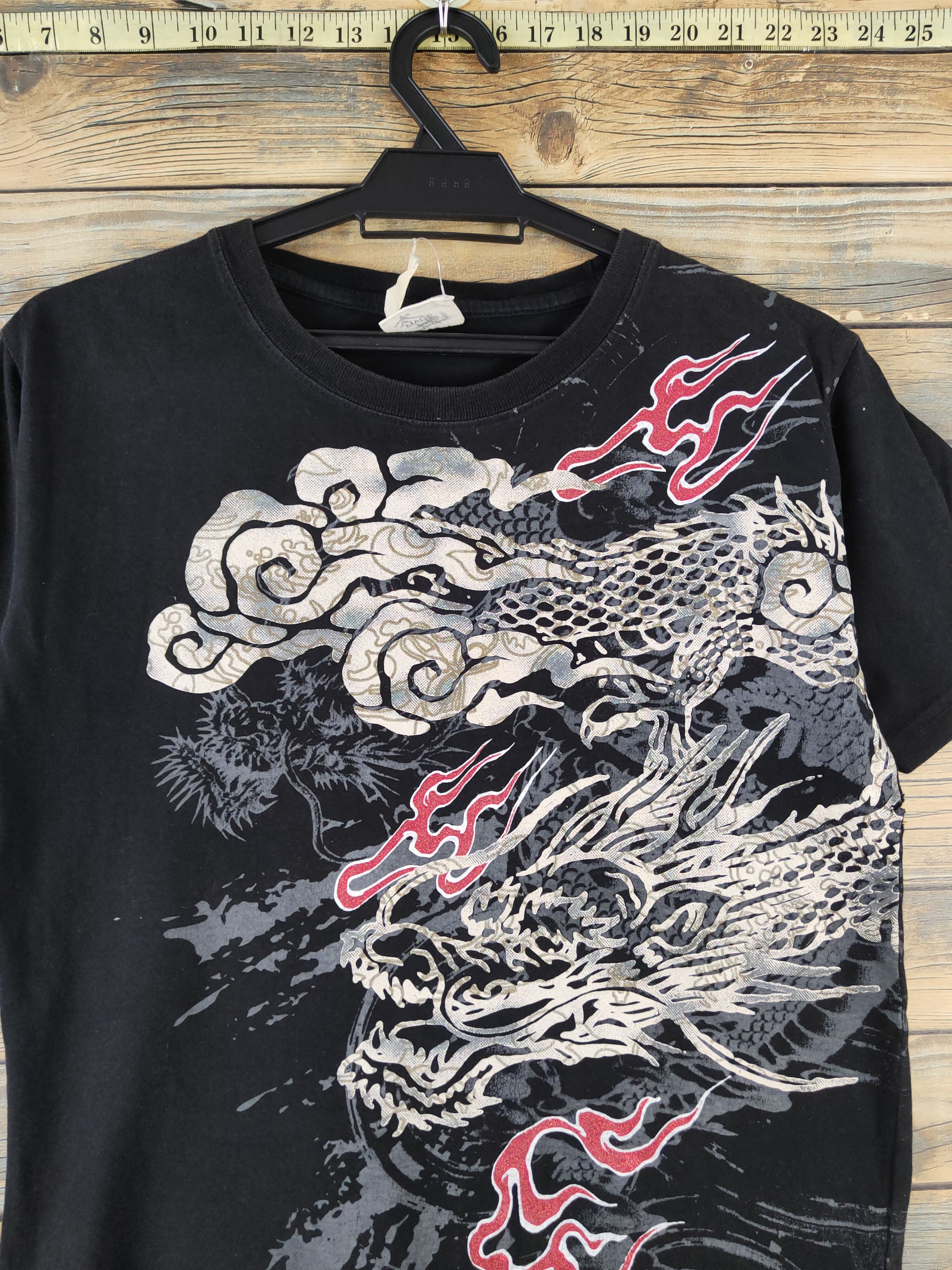 Japanese Brand DLL Cuze All Black Dragon Short Sleeve T-shirt #101 Size US S / EU 44-46 / 1 - 2 Thumbnail