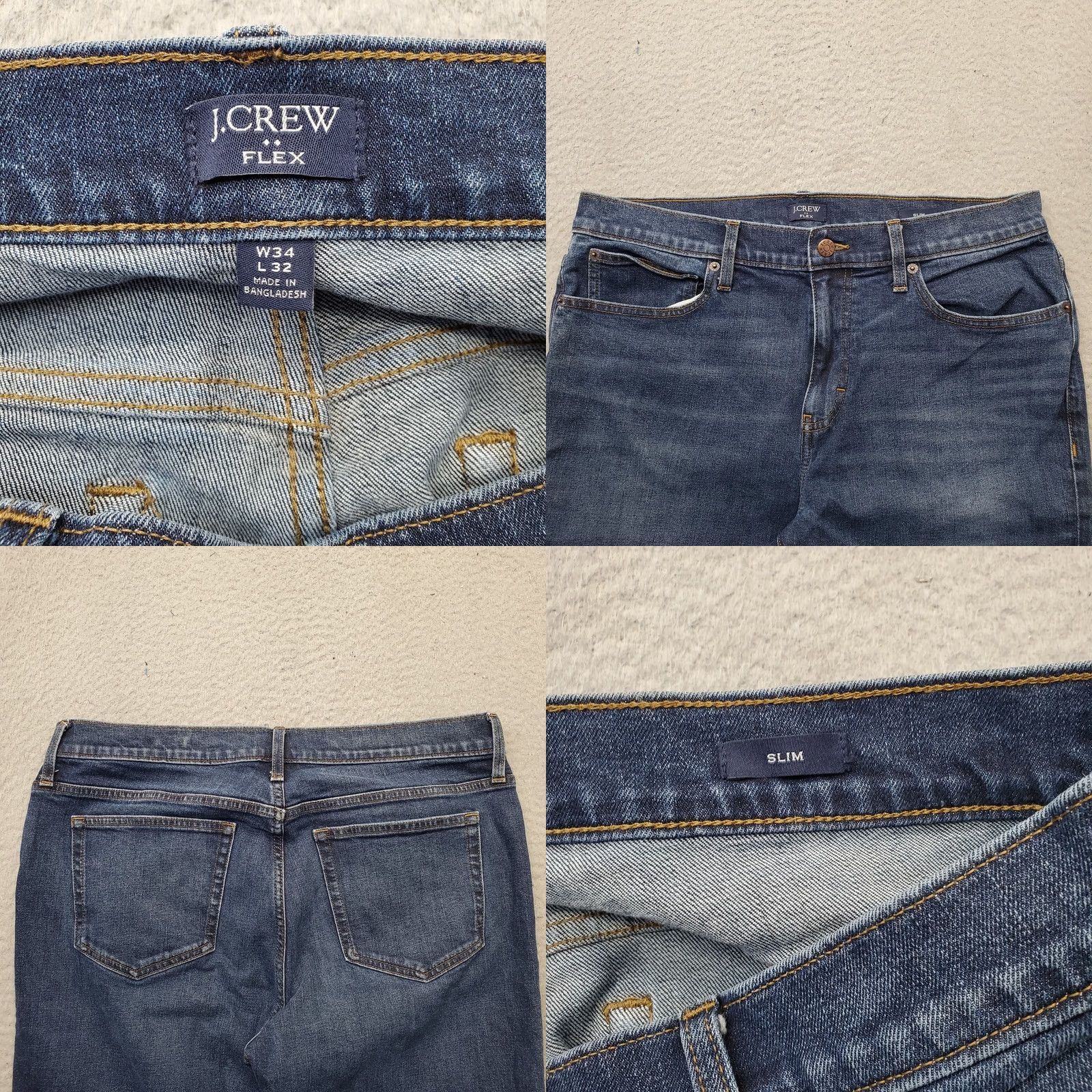 J.Crew J.CREW Flex Jeans Mens 34x32 Blue Denim 5-Pockets Slim Fit Straight Leg Shirt? Size US 34 / EU 50 - 8 Thumbnail